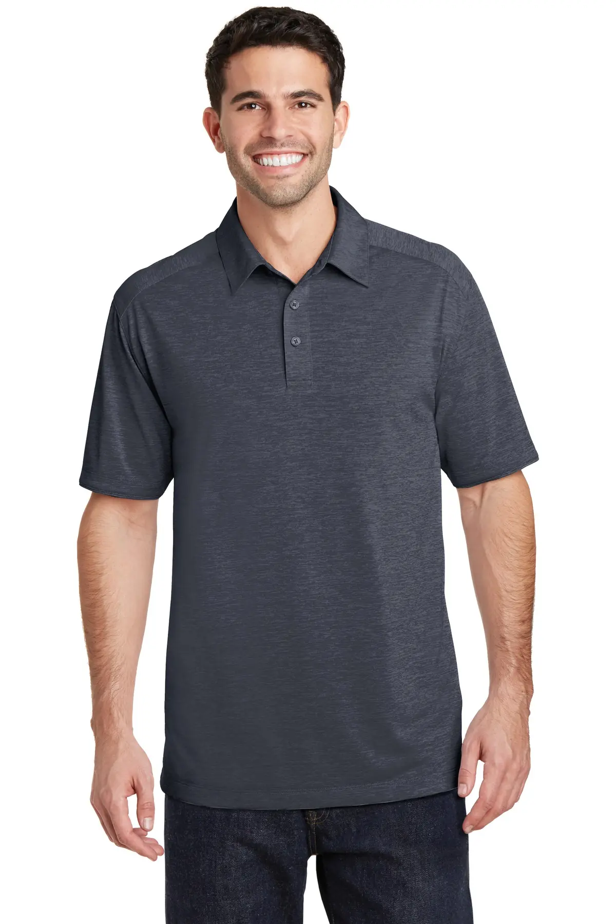 Port Authority Digi Heather Performance Polo. in Dark Grey