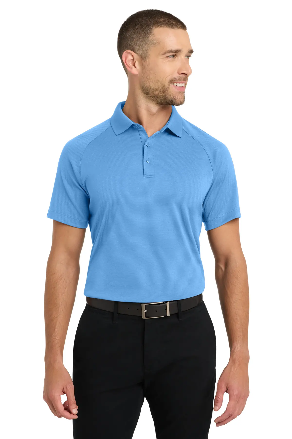 Port Authority Crossover Raglan Polo. in Azure Blue