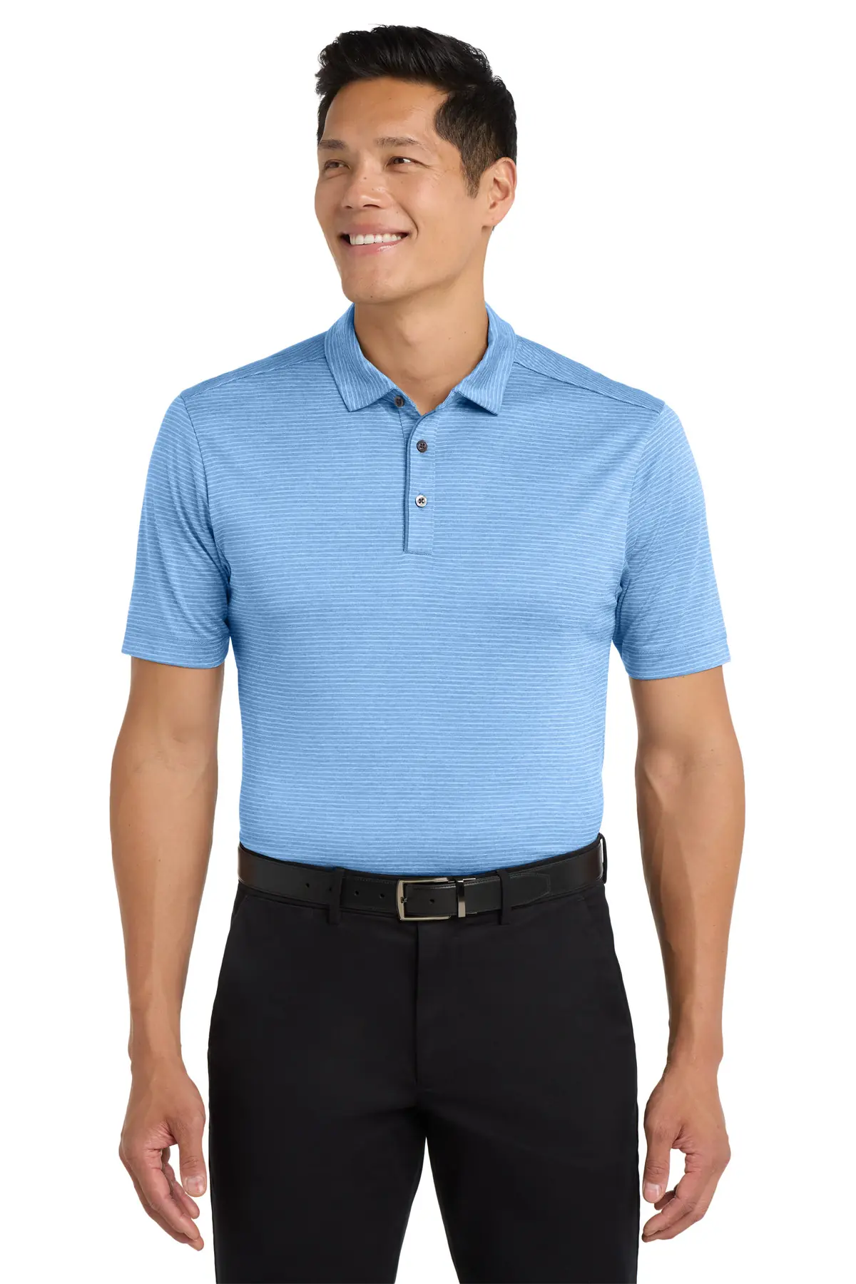 Port Authority Shadow Stripe Polo. in Carolina Blue