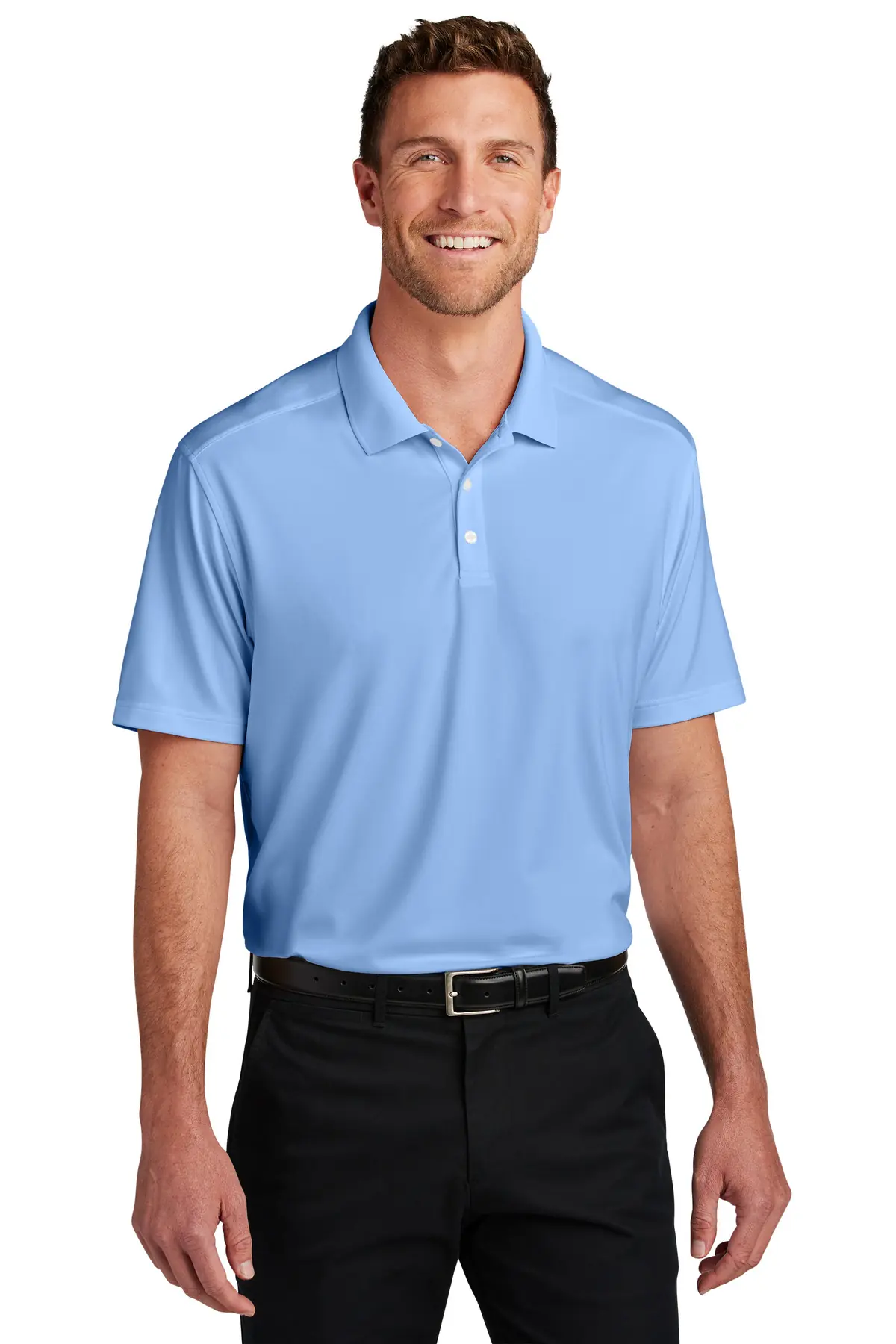 Port Authority City Stretch Flat Knit Polo in Swiss Blue