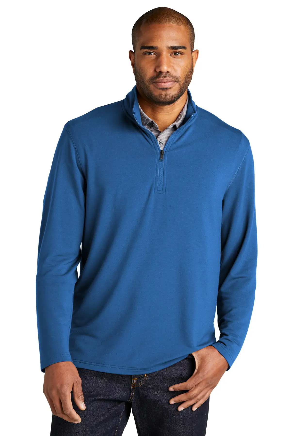Port Authority Microterry 1/4-Zip Pullover in Aegean Blue
