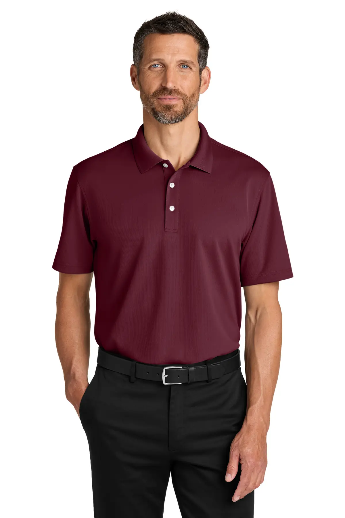 Port Authority Dry Zone Stain-Release Grid Polo in Club Burgundy