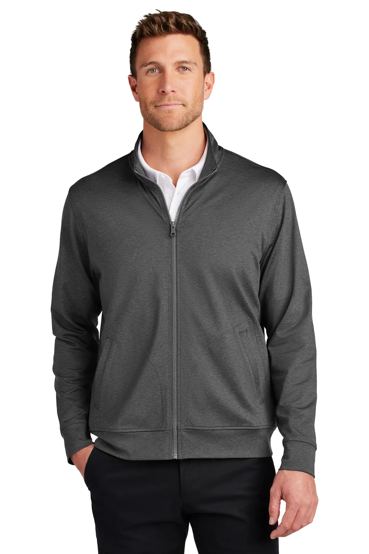 Port Authority C-FREE Double Knit Full-Zip in Grey Steel Heather