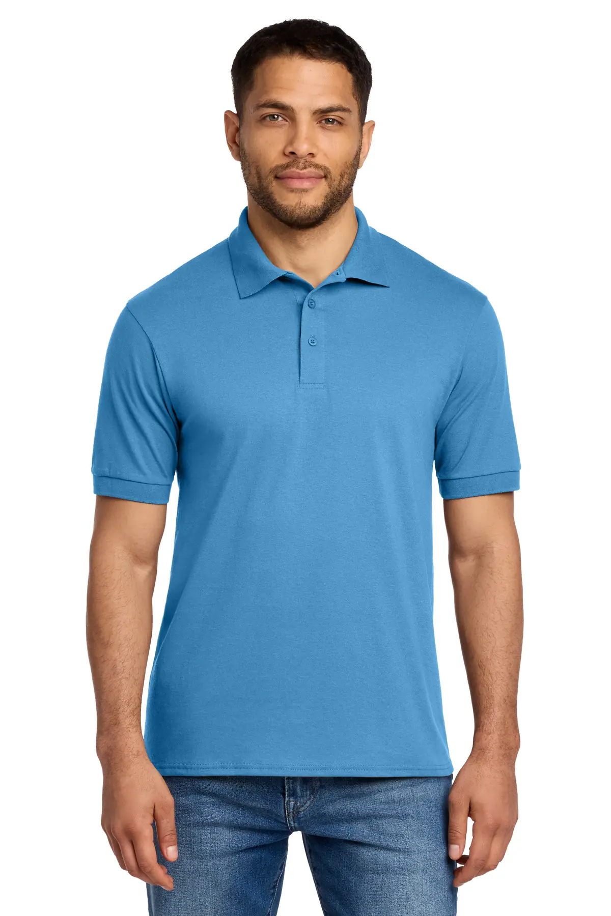 Port & Co Core Blend Jersey Knit Polo. in Aquatic Blue
