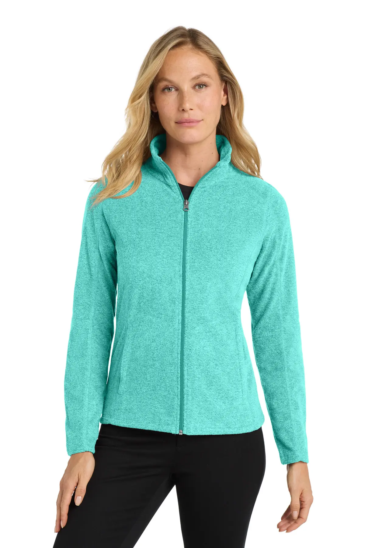 Port Authority Women's Heather Microfleece Full-Zip Jacket. in Aqua Green Heather