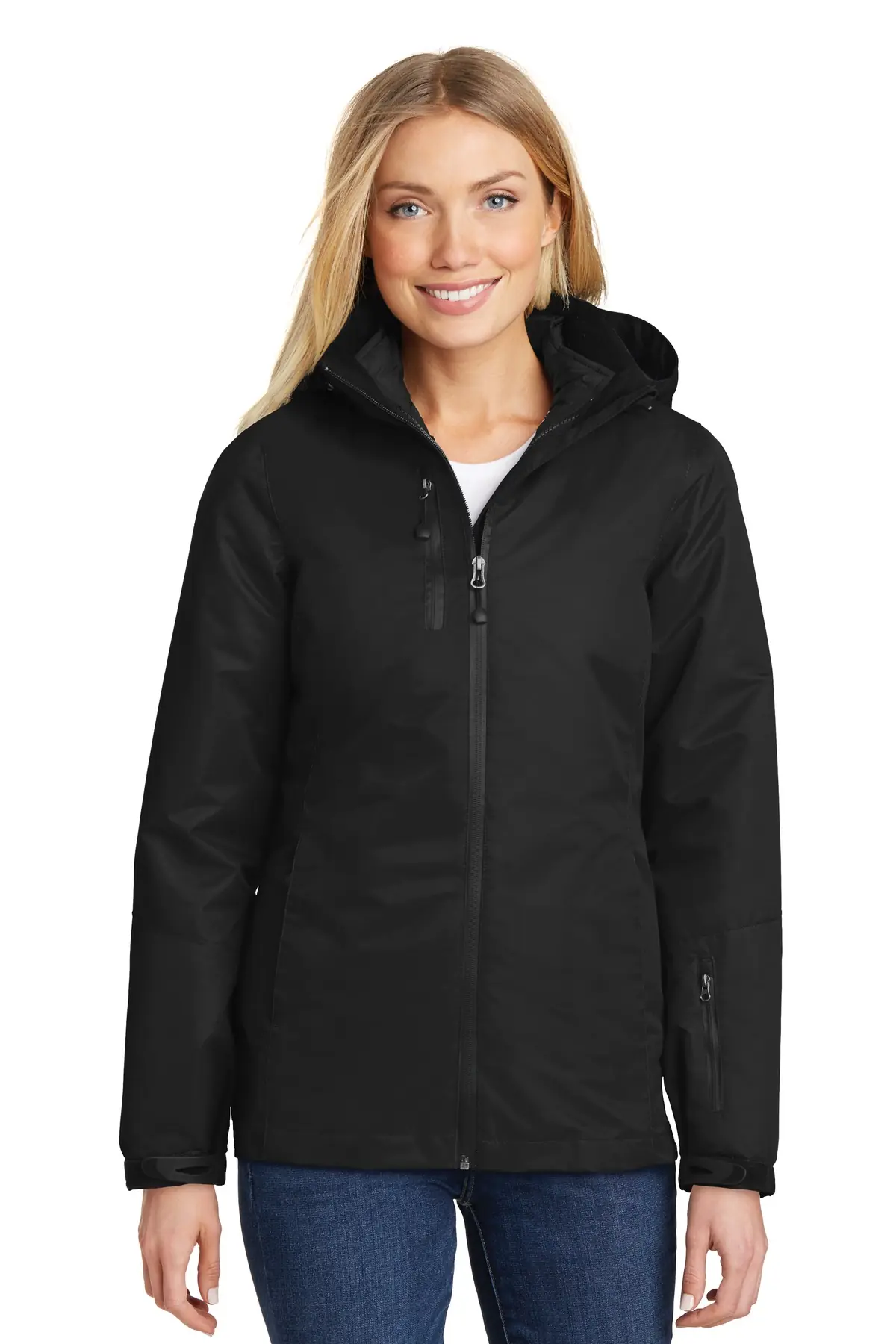 Port Authority Women's Vortex Waterproof 3-in-1 Jacket. in Black/ Black
