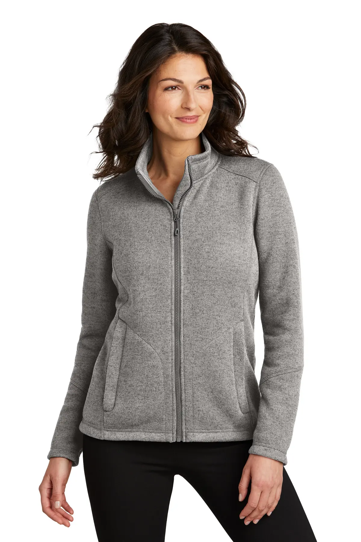 Port Authority Women's Arc Sweater Fleece Jacket in Deep Smoke Heather