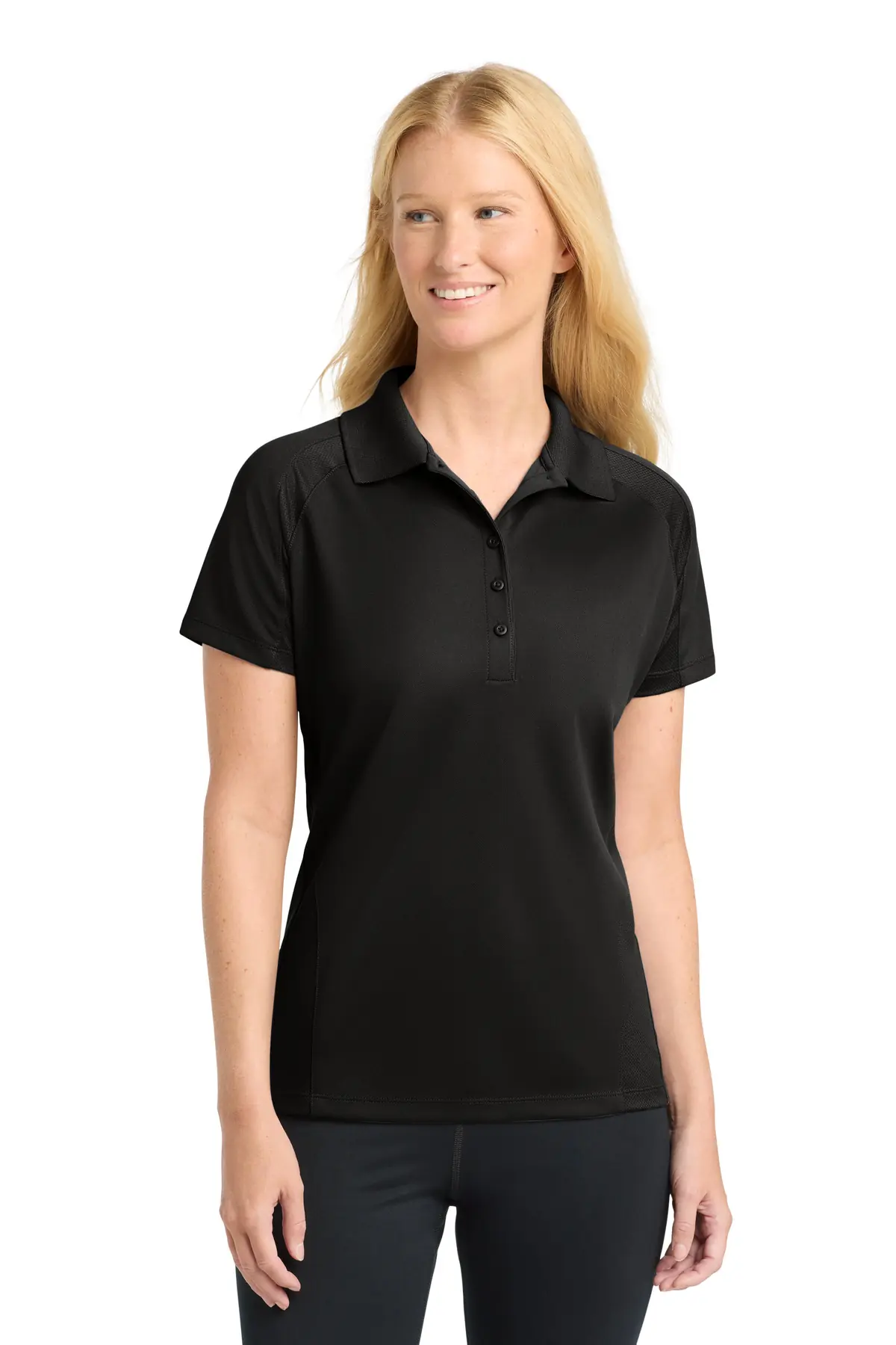 Sport-Tek Women's Dri-Mesh Pro Polo. in Black