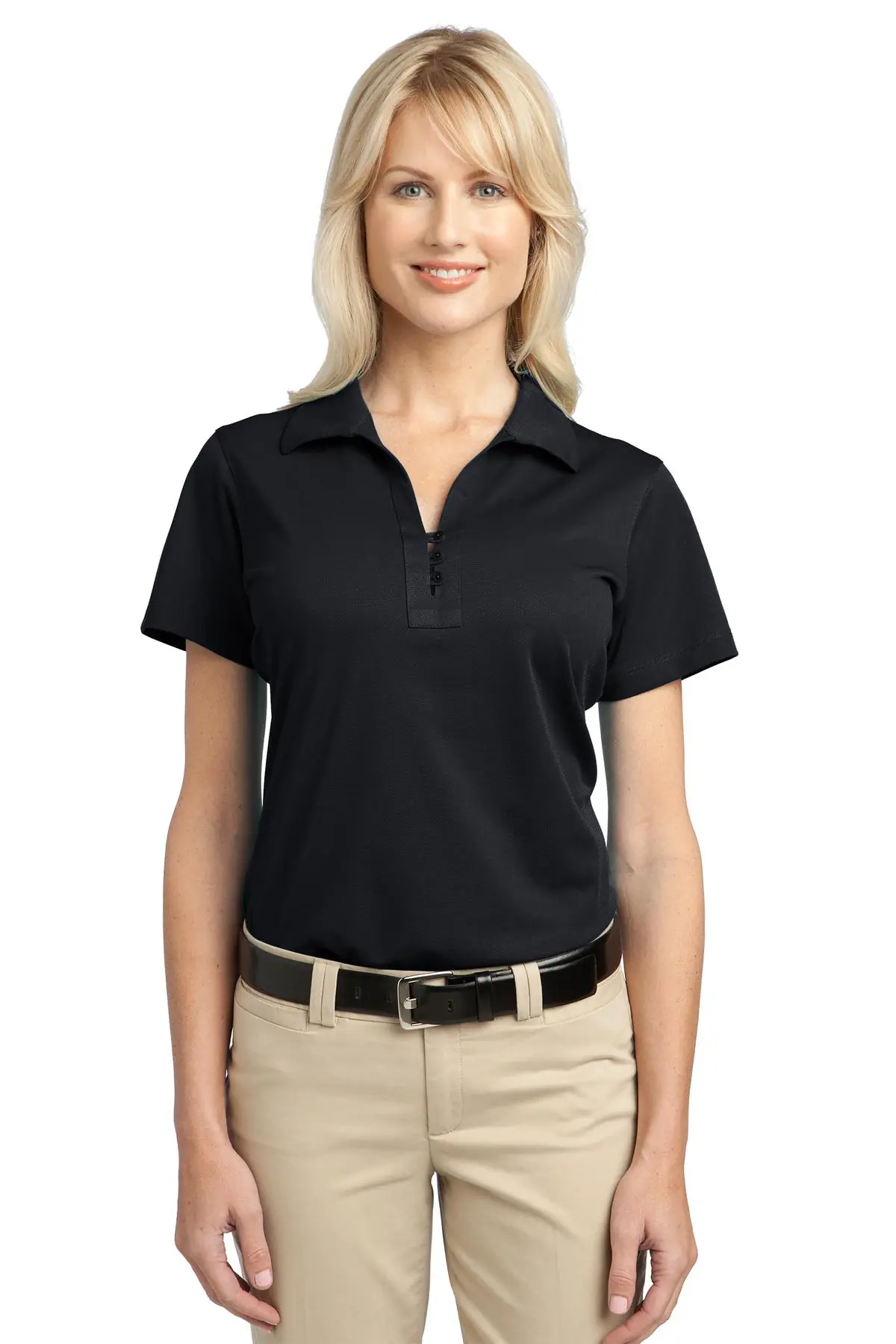 Port Authority Women's Tech Pique Polo. in Black