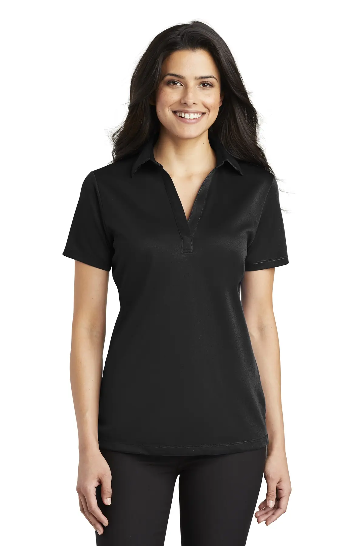 Port Authority Women's Silk Touch Performance Polo. in Black