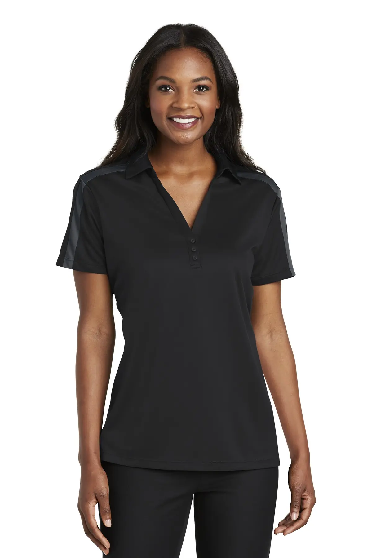 Port Authority Women's Silk Touch Performance Colorblock Stripe Polo.
