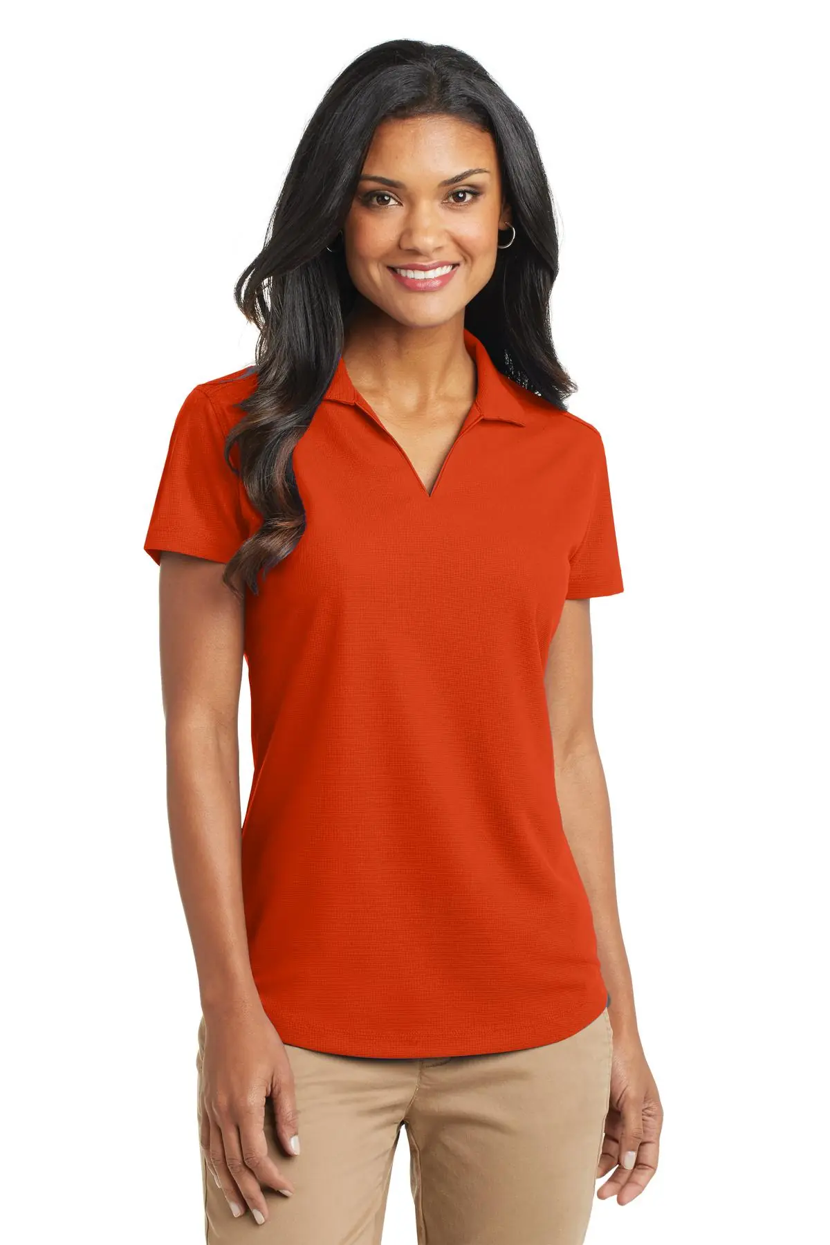 Port Authority Women's Dry Zone Grid Polo. in Autumn Orange