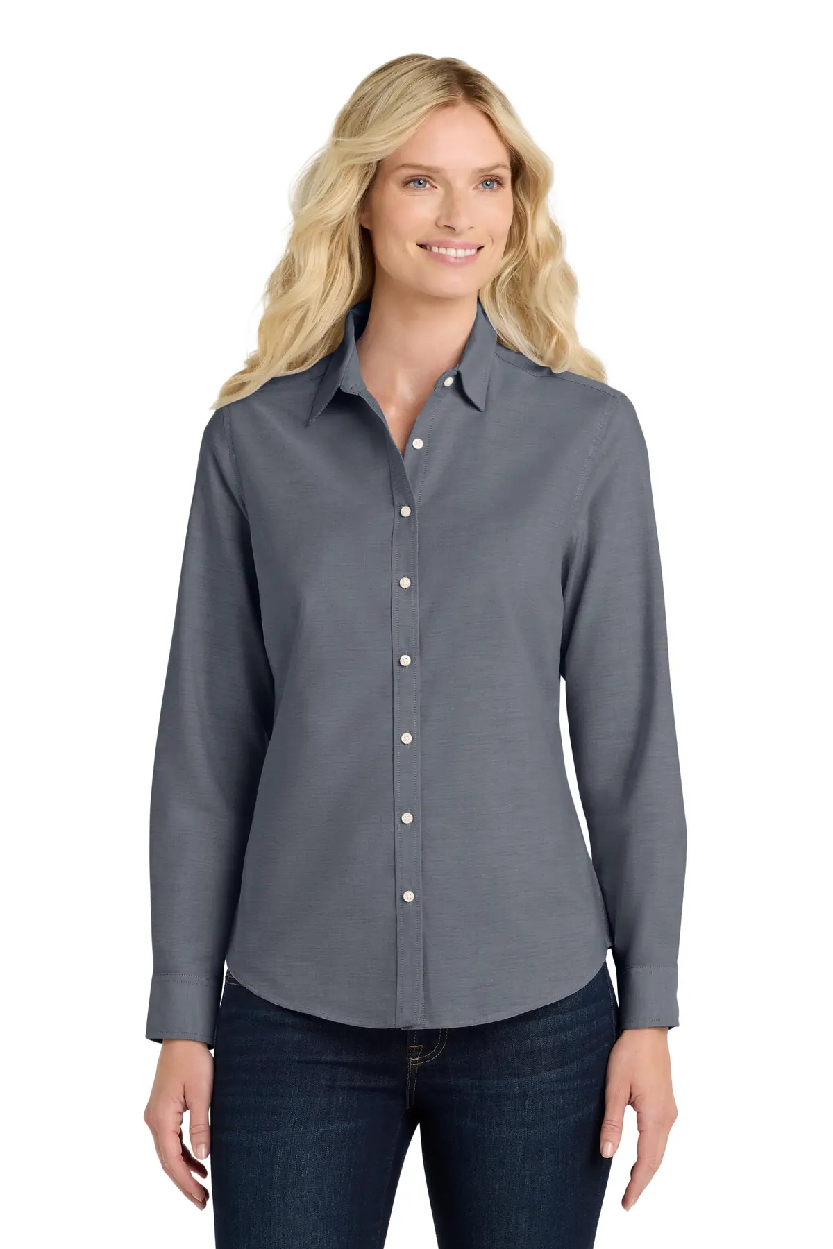 Port Authority Women's SuperPro Oxford Shirt. in Black