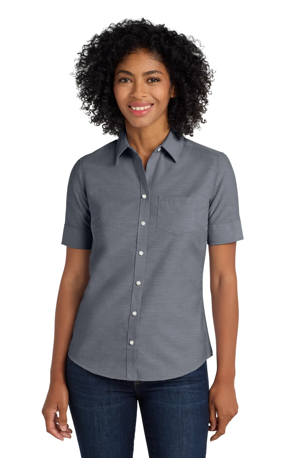 Port Authority Women's Short Sleeve SuperPro Oxford Shirt.