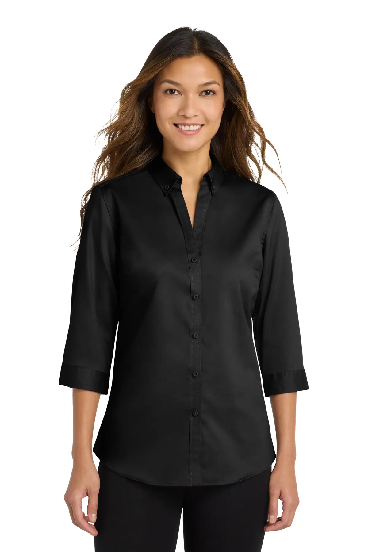 Port Authority Women's 3/4-Sleeve SuperPro Twill Shirt.