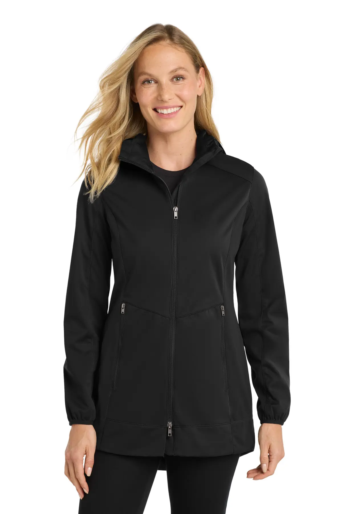 Port Authority Women's Active Hooded Soft Shell Jacket. in Deep Black