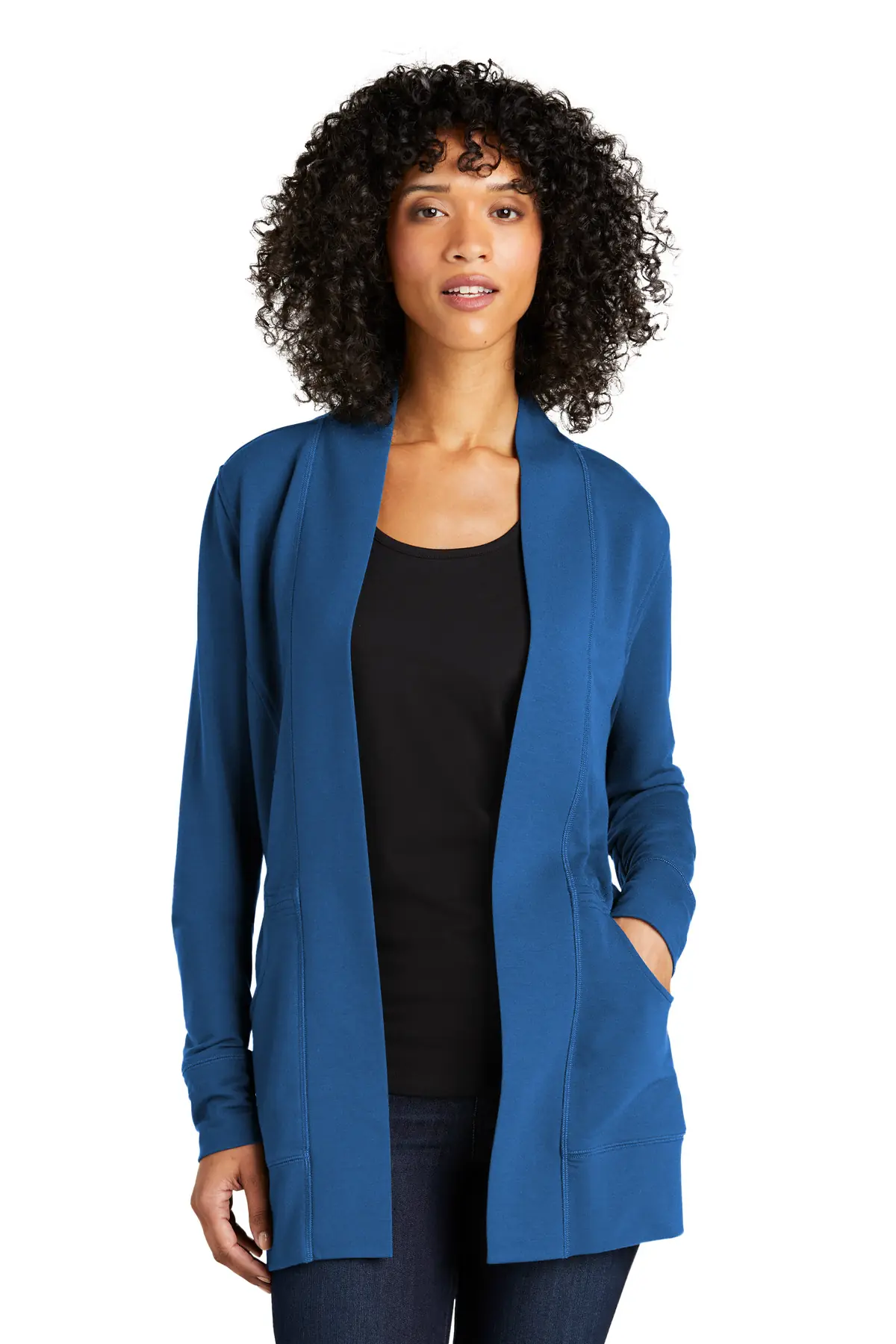 Port Authority Women's Microterry Cardigan in Aegean Blue