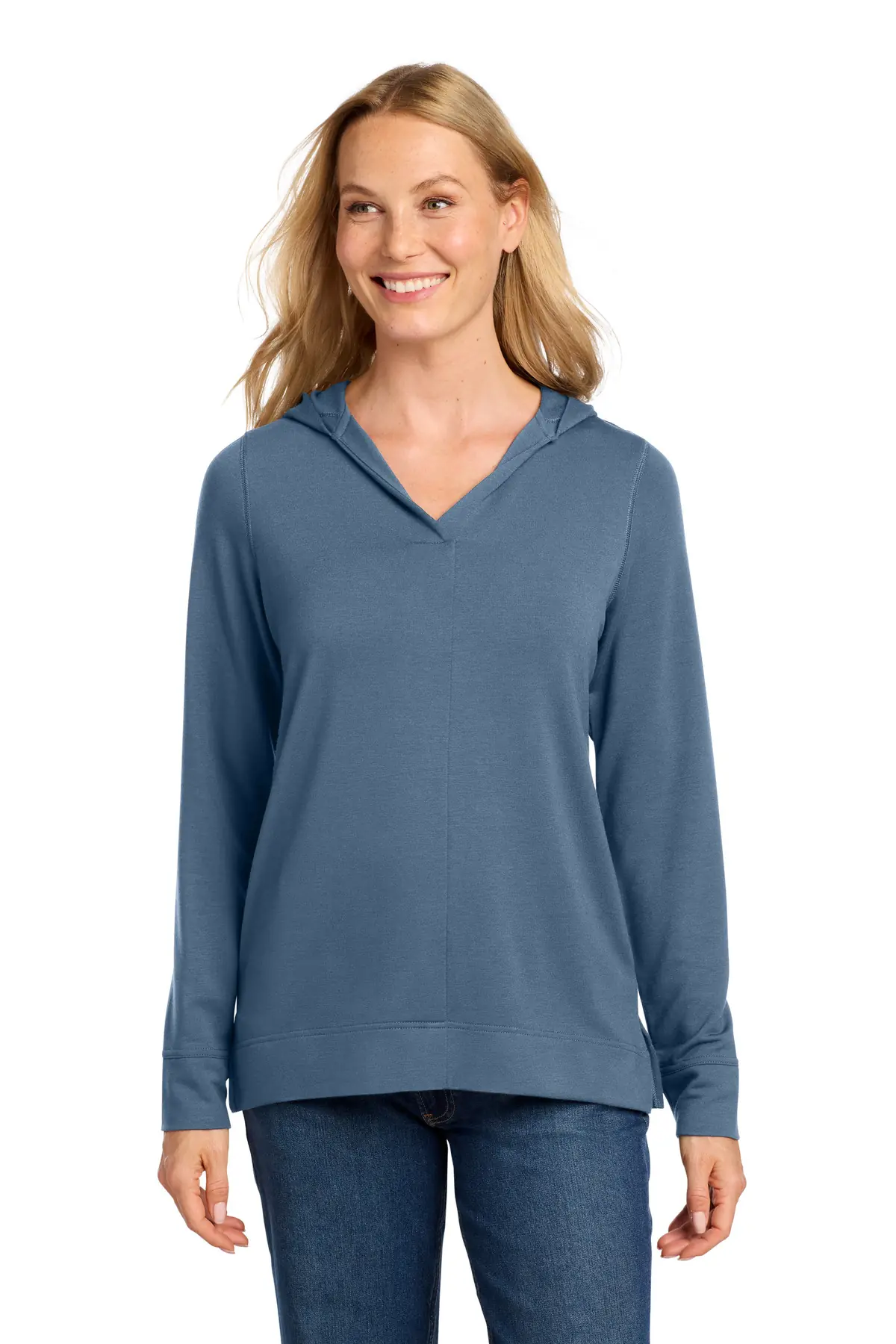 Port Authority Women's Microterry Pullover Hoodie in Dusk Blue