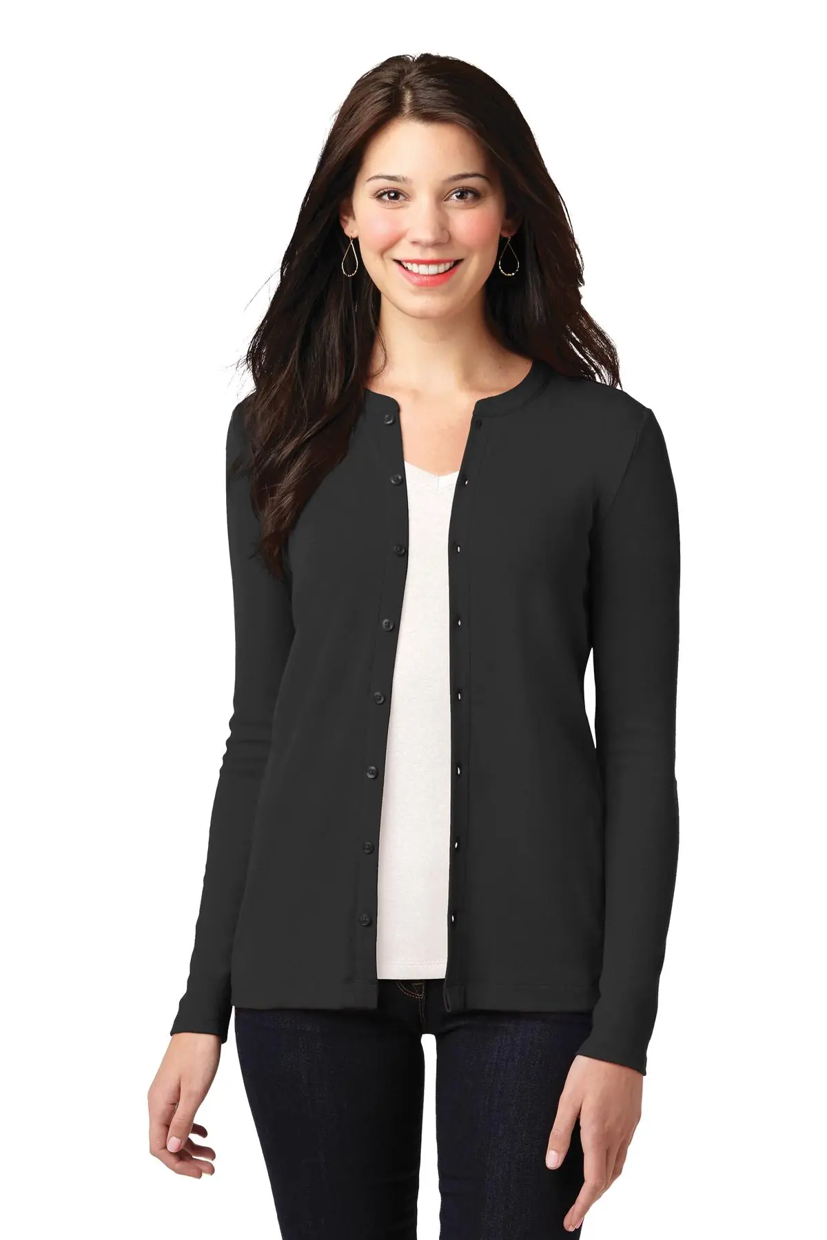 Port Authority Women's Concept Stretch Button-Front Cardigan. in Black
