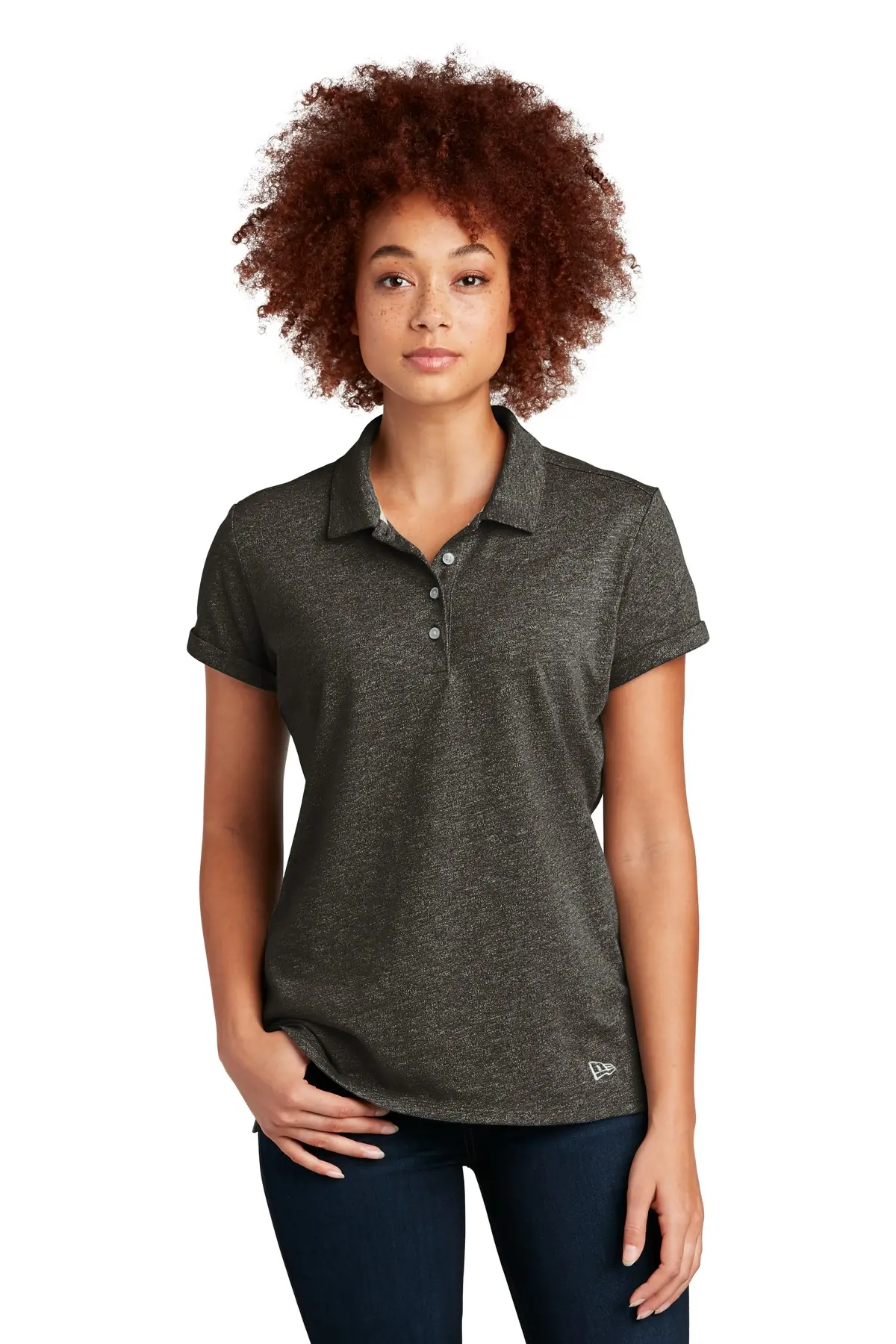 New Era Women's Slub Twist Polo in Black Twist