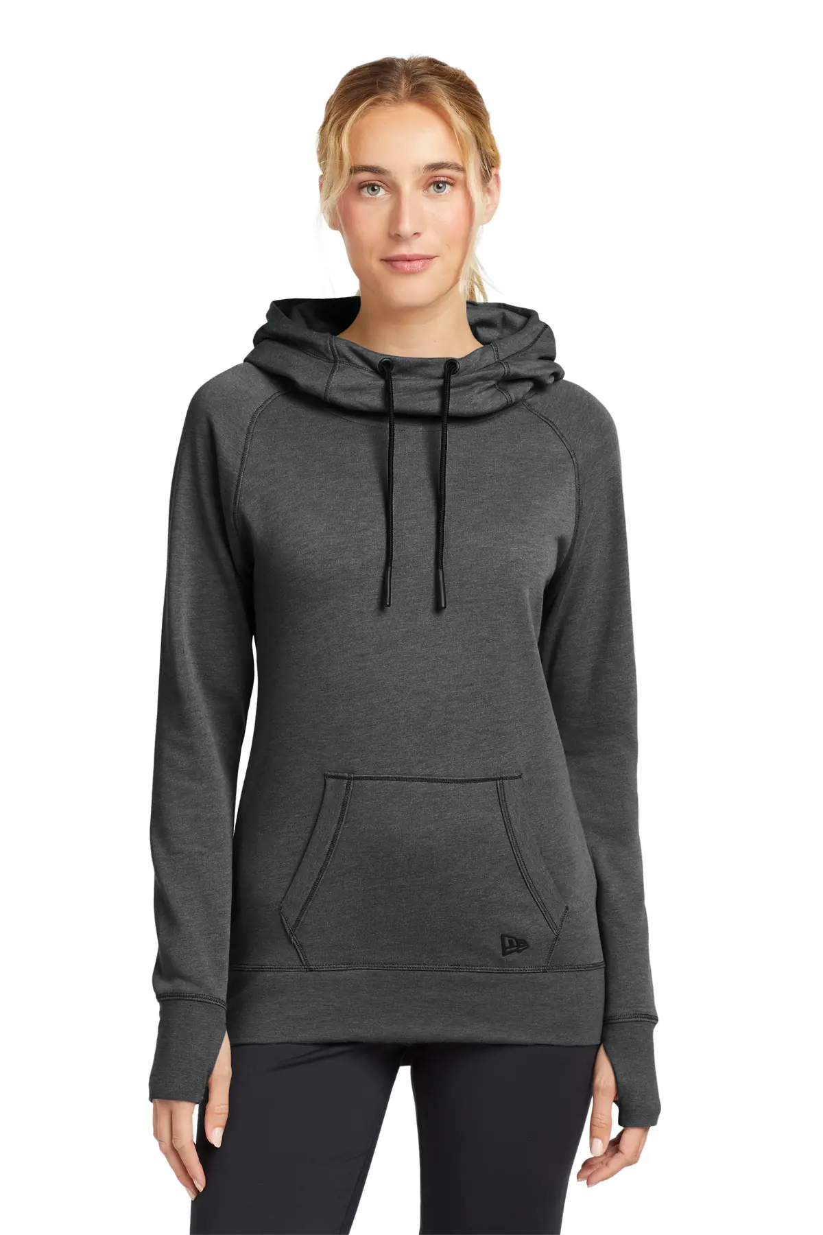 New Era Women's Tri-Blend Fleece Pullover Hoodie. in Black Heather