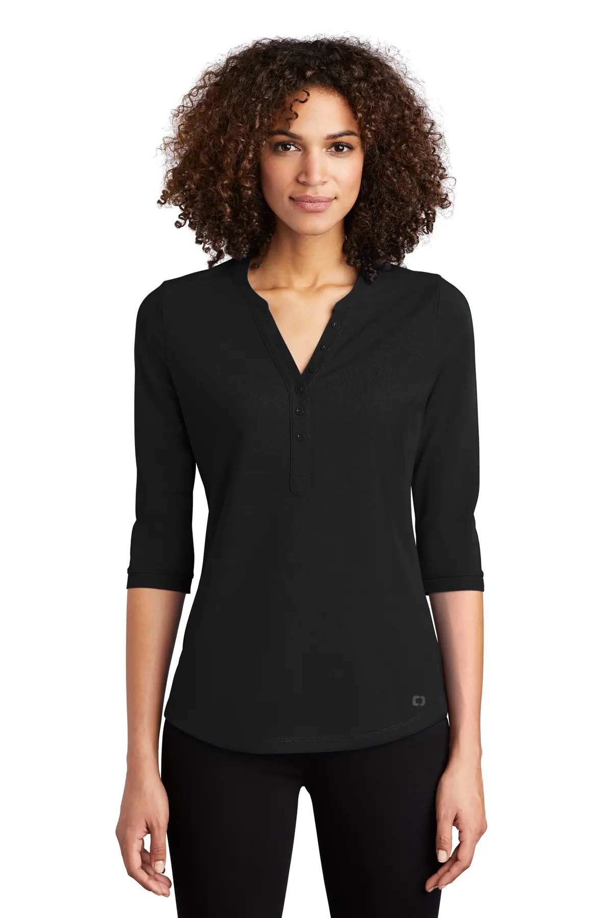 OGIO Women's Jewel Henley in Blacktop