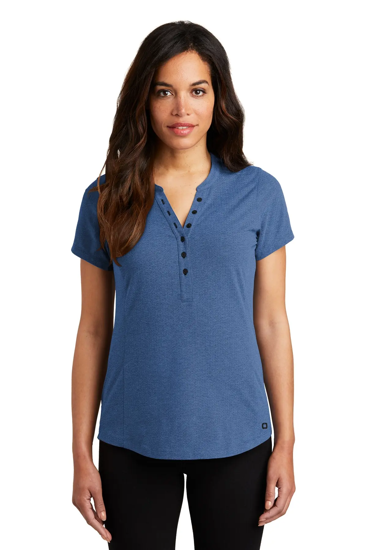 OGIO Women's Tread Henley. in Blue Heather