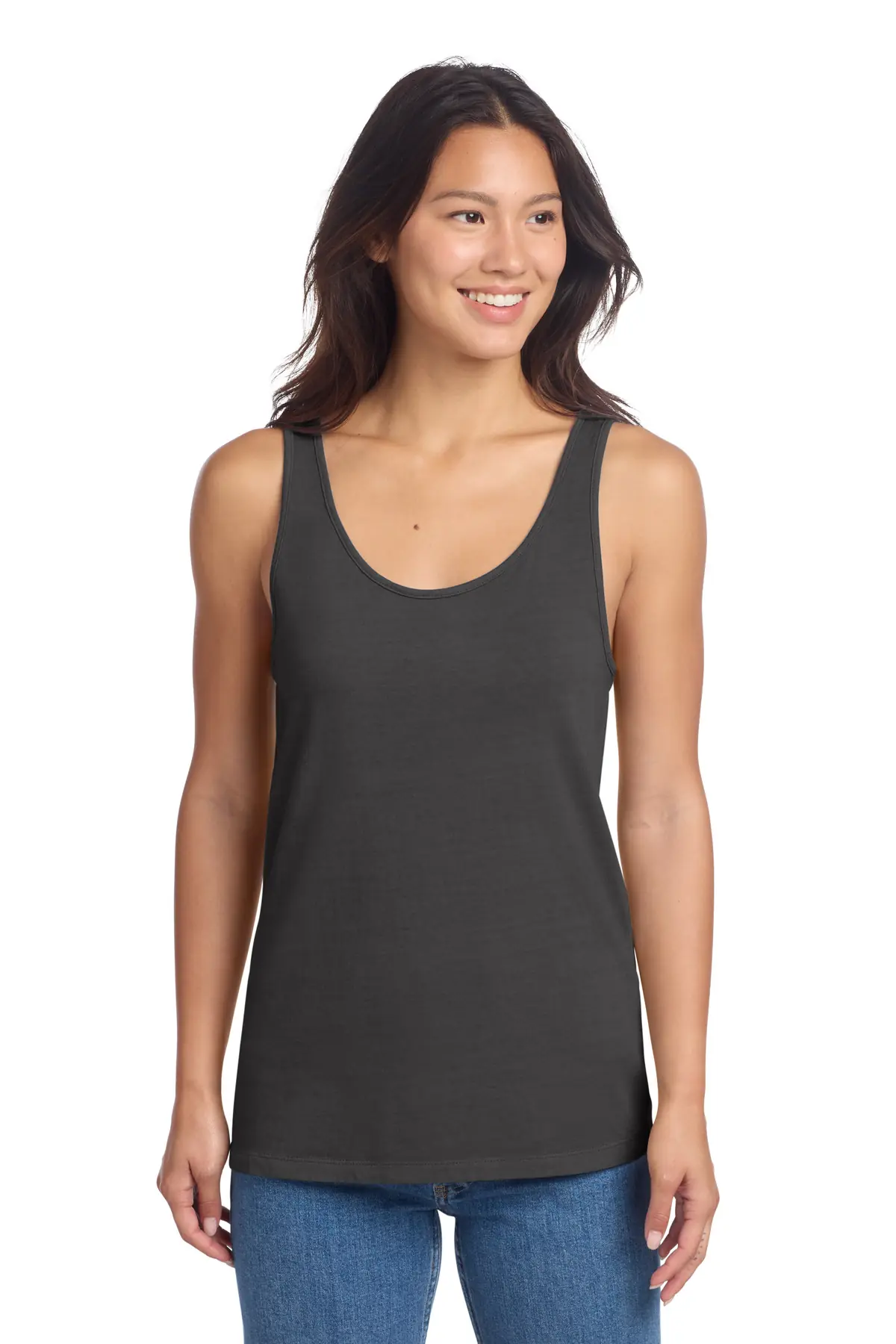 Port & Co Women's Beach Wash Garment-Dyed Tank in Coal