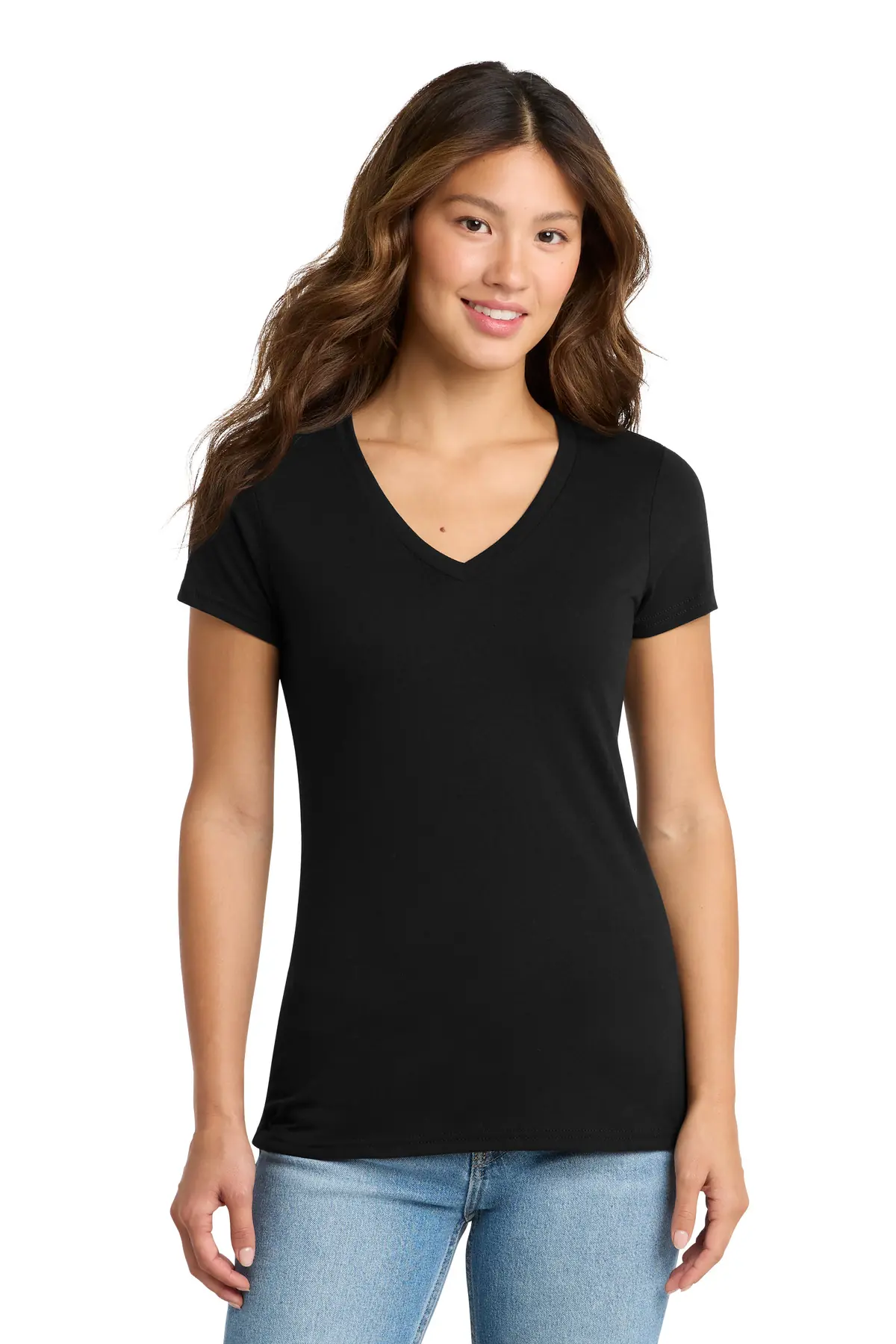 Port & Co Women's Tri-Blend V-Neck Tee. in Black