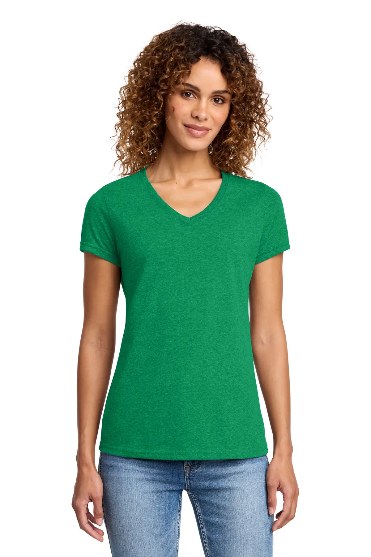 Port & Co Women's Fan Favorite Blend V-Neck Tee. in Athletic Kelly Green Heather