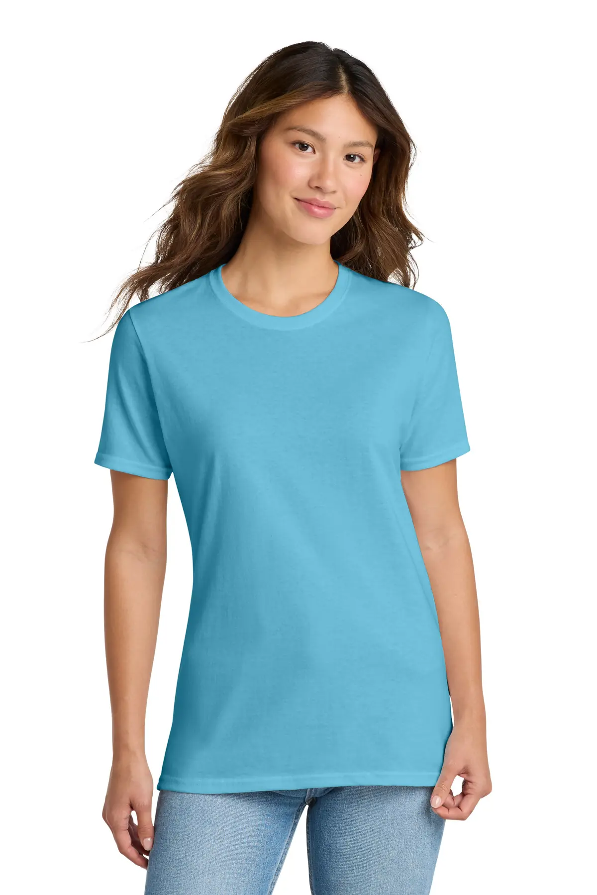 Port & Co Women's Core Cotton Tee. in Aquatic Blue