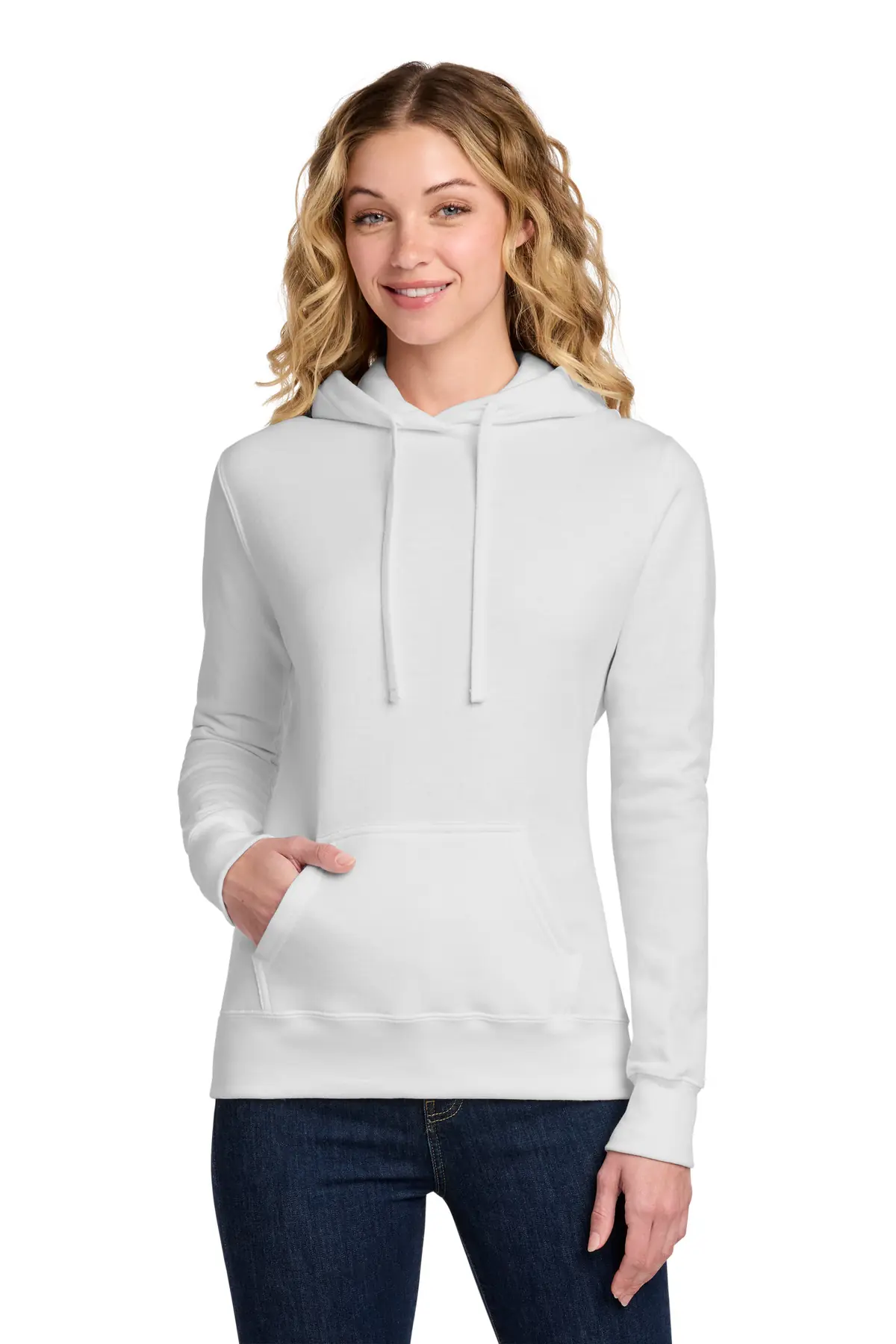 Port & Co Women's Core Fleece Pullover Hooded Sweatshirt in White