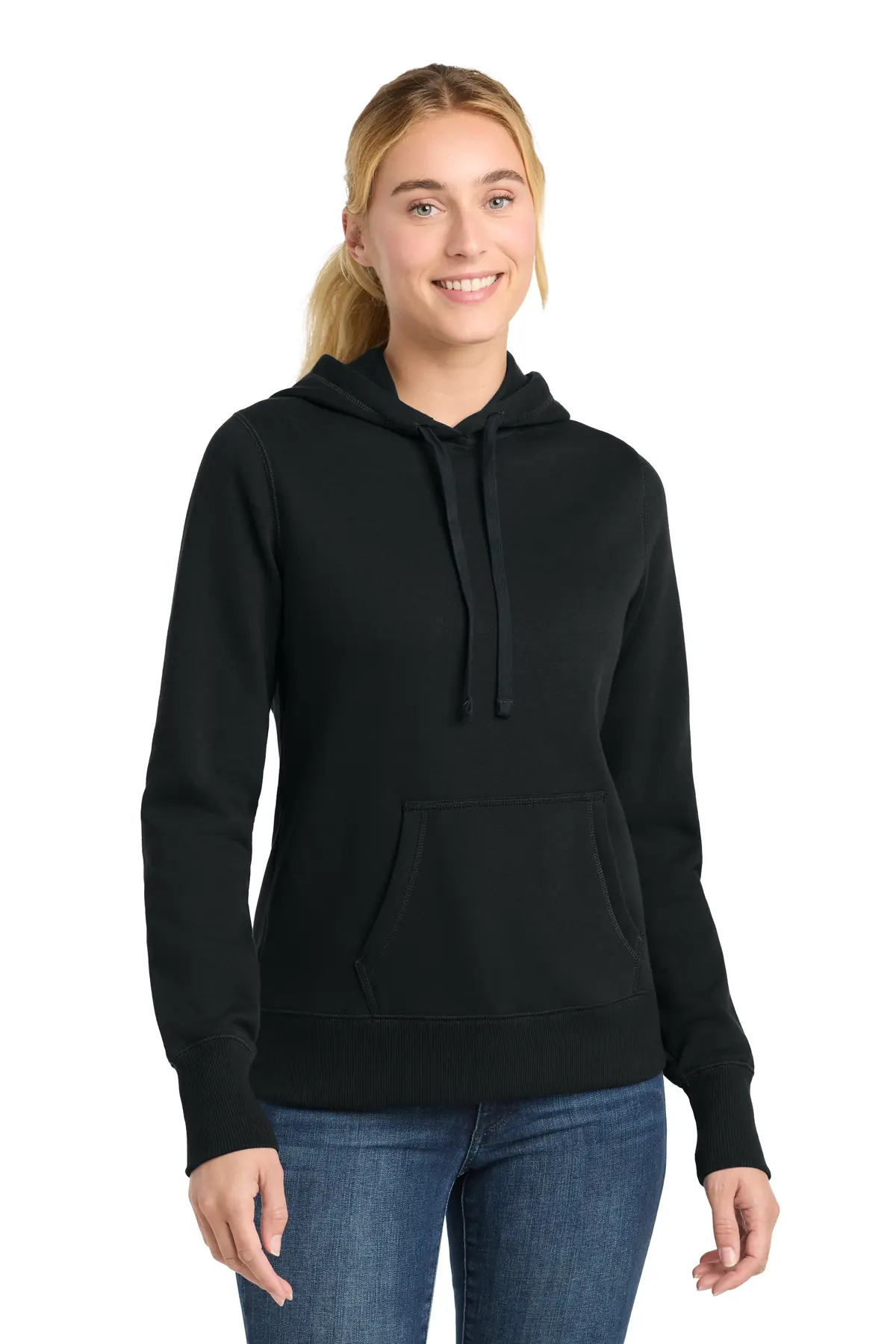 Sport-Tek Women's Pullover Hooded Sweatshirt. in Black