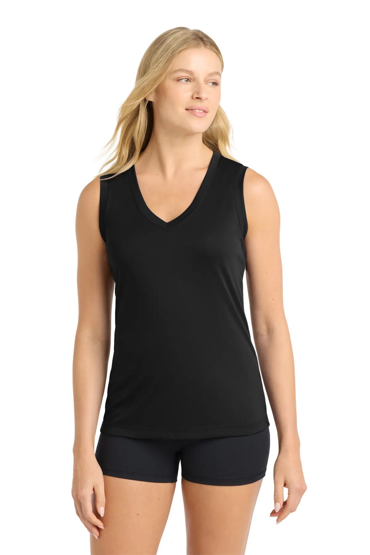 Sport-Tek Women's Sleeveless PosiCharge Competitor V-Neck Tee.