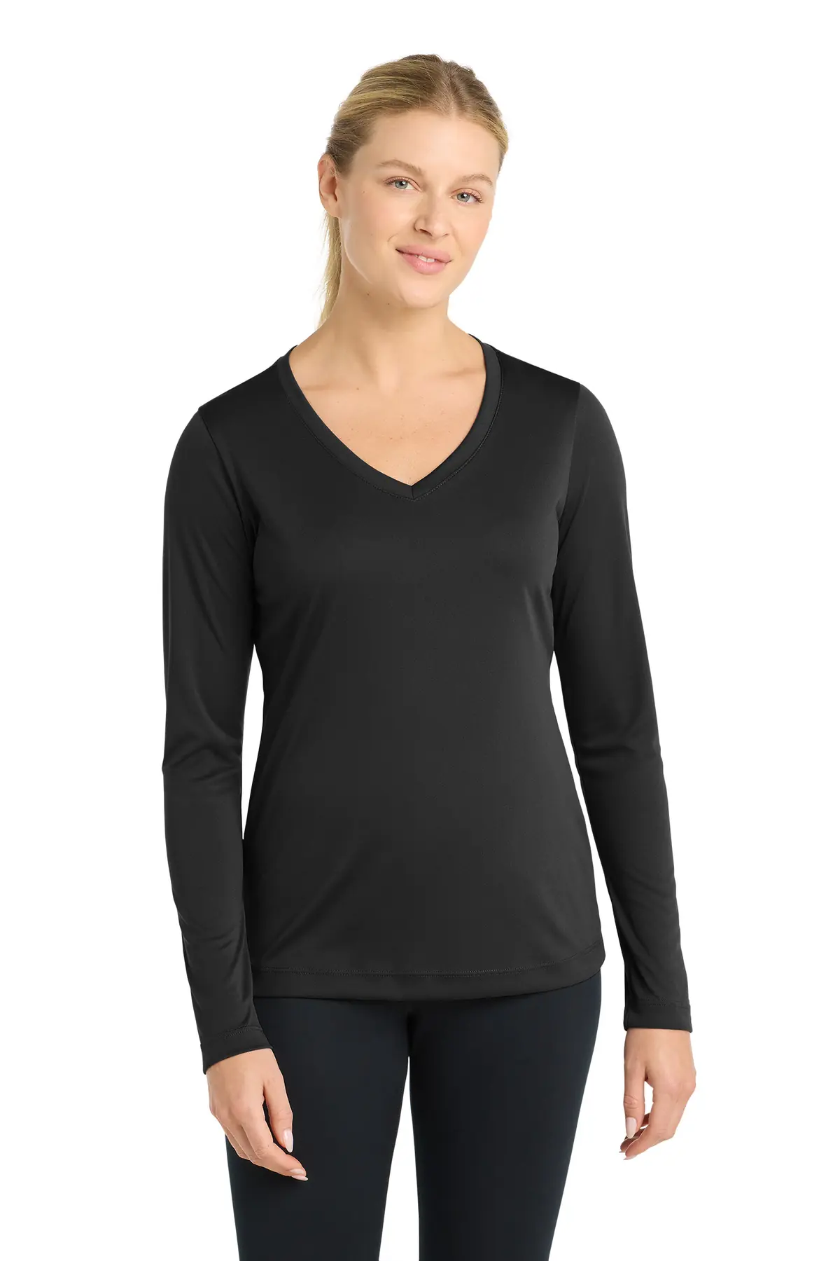 Sport-Tek Women's Long Sleeve PosiCharge Competitor V-Neck Tee.