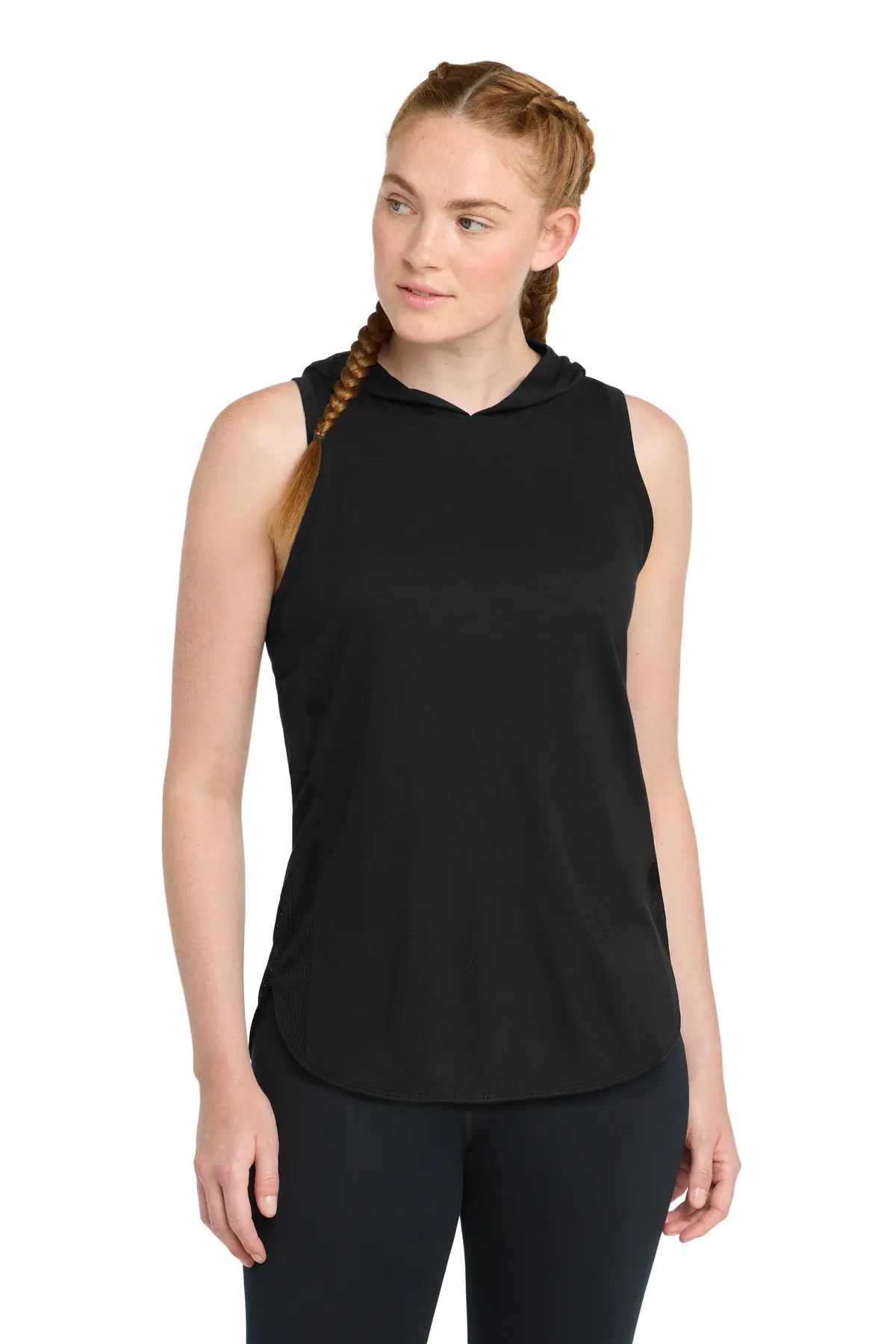 Sport-Tek Women's PosiCharge Tri-Blend Wicking Draft Hoodie Tank.