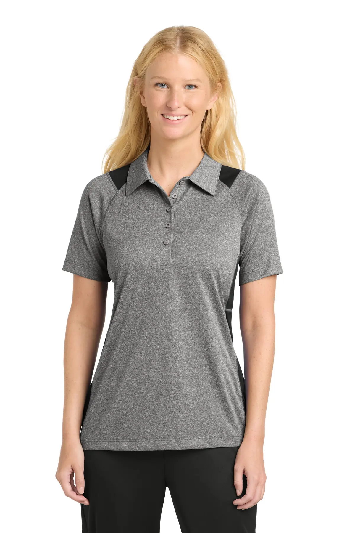 Sport-Tek Women's Heather Colorblock Contender Polo.