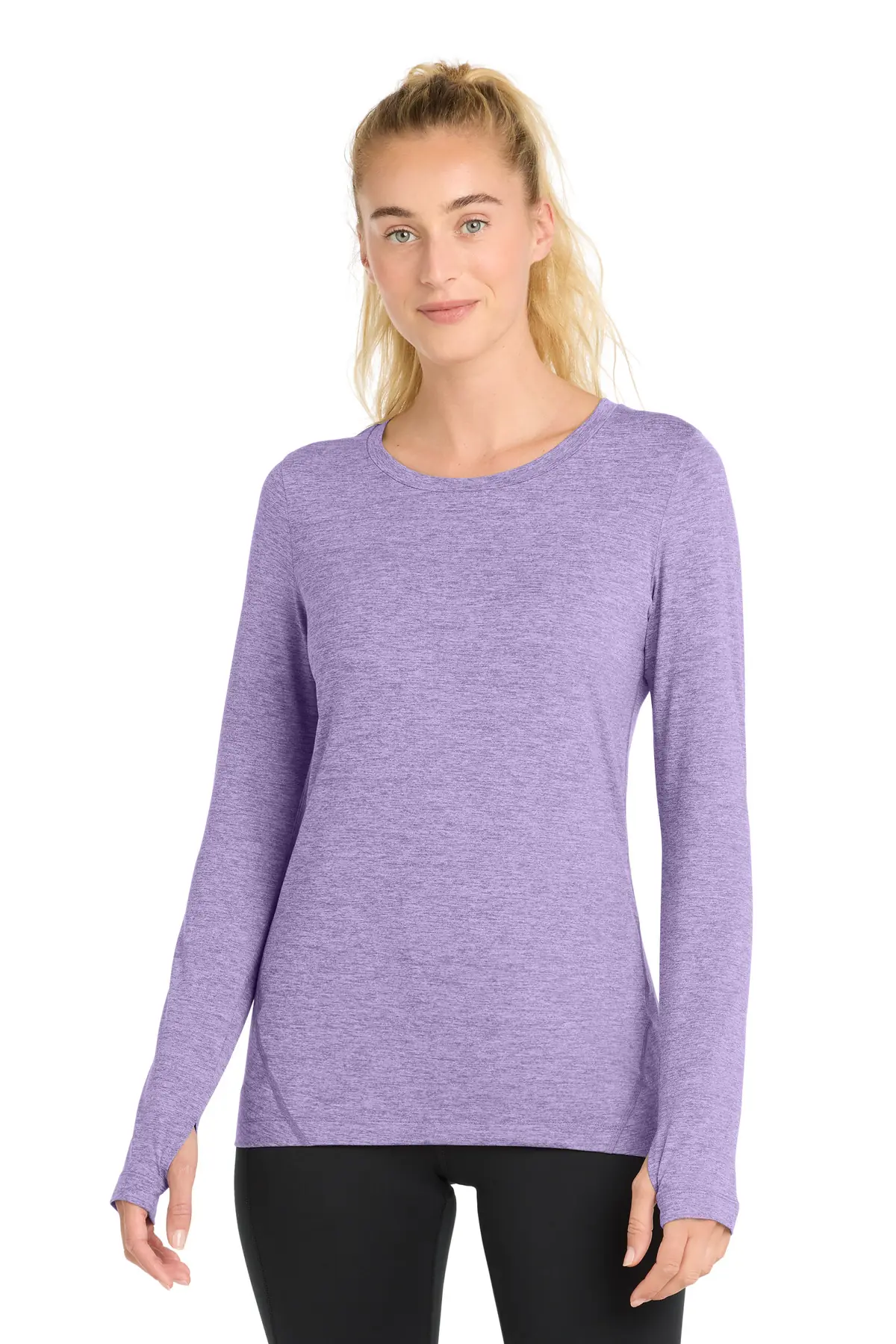 Sport-Tek Women's Exchange 1.5 Long Sleeve Crew. in Hyacinth Heather