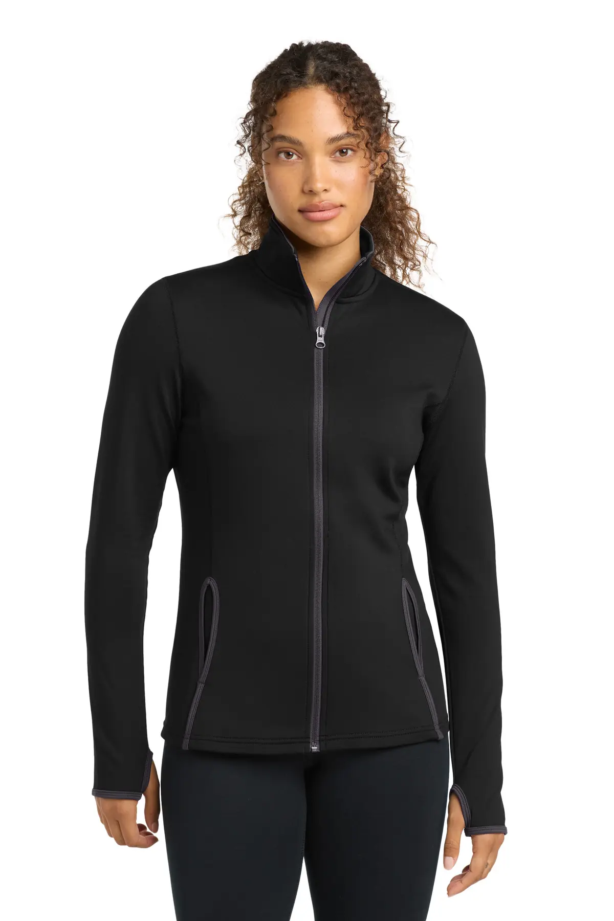 Sport-Tek Women's Sport-Wick Stretch Contrast Full-Zip Jacket.