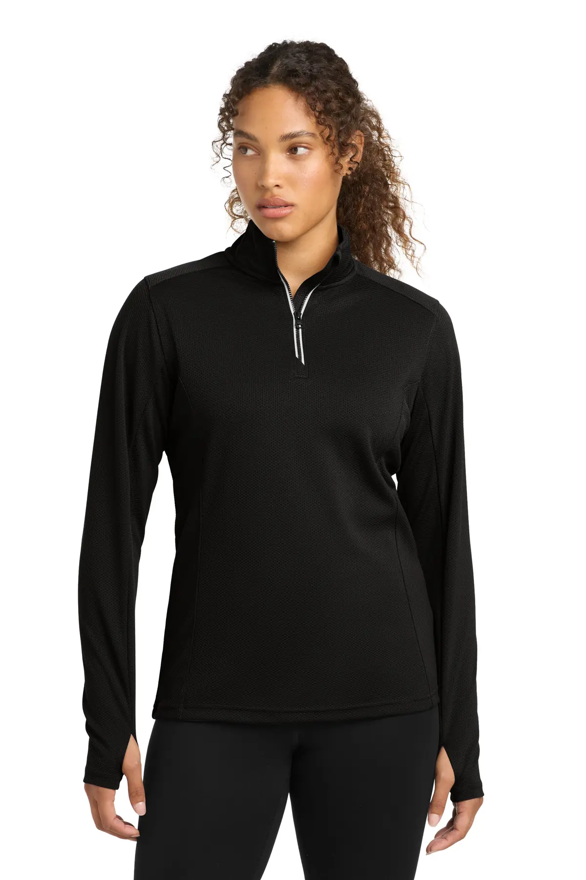 Sport-Tek Women's Sport-Wick Textured 1/4-Zip Pullover.
