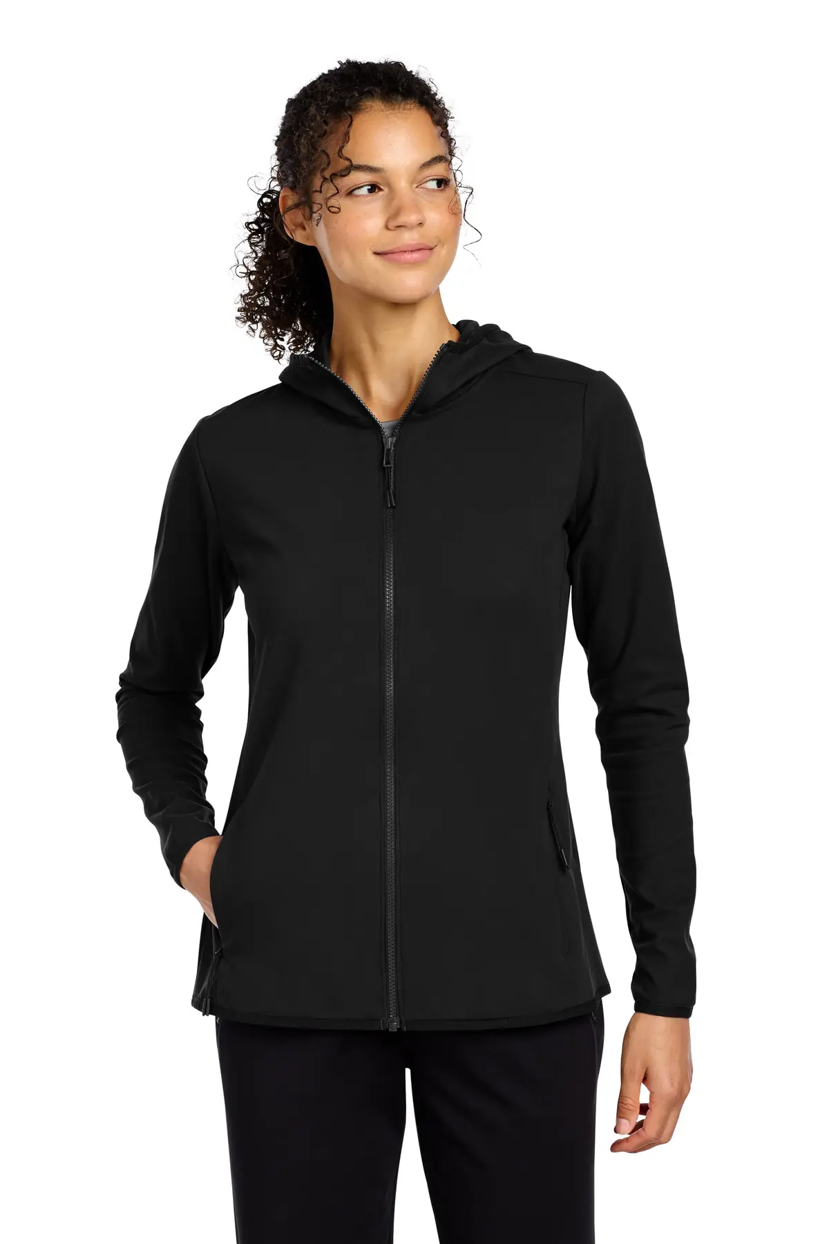 Sport-Tek Women's Circuit Hooded Full-Zip in Deep Black