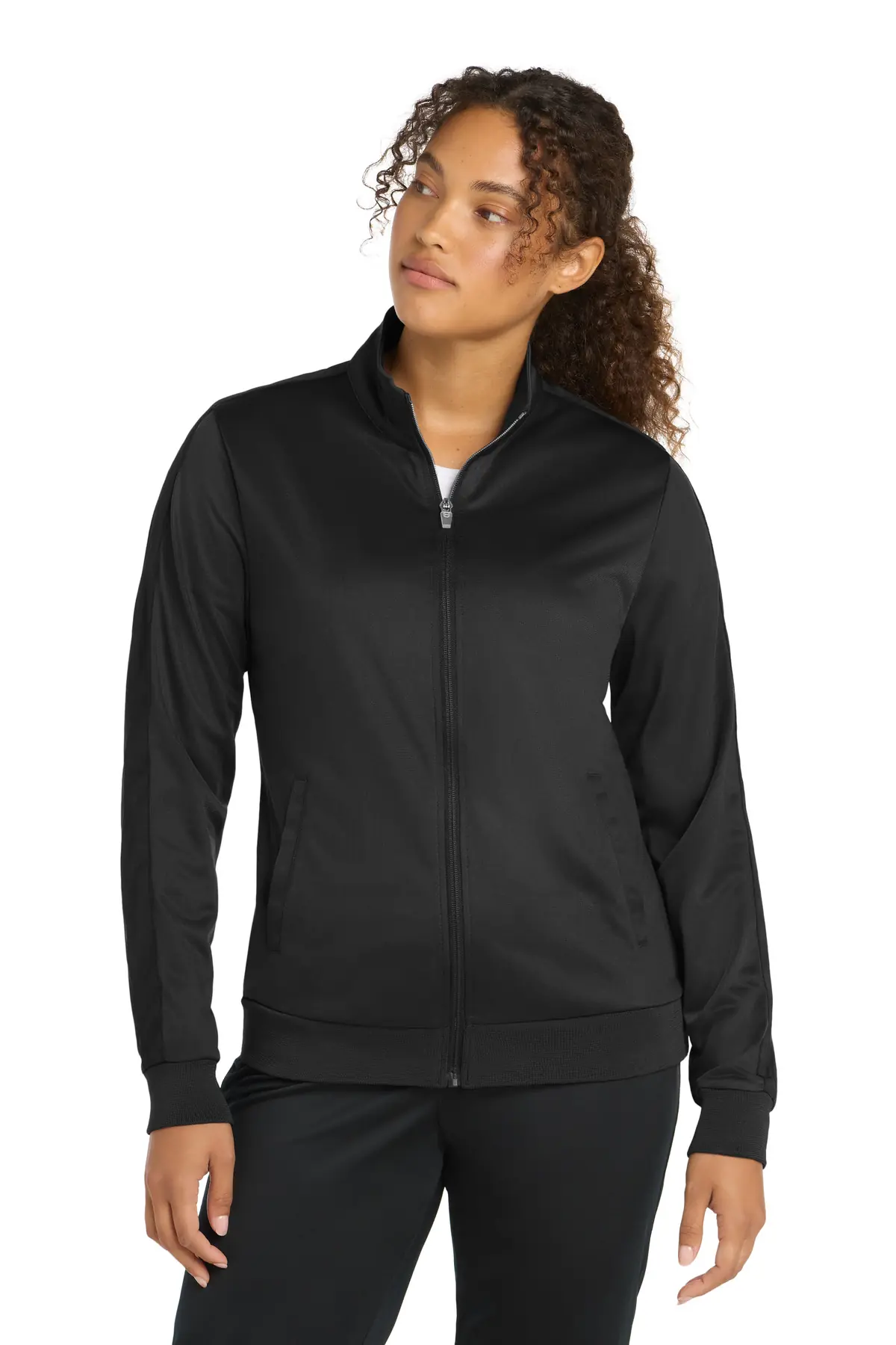 Sport-Tek Ladies Tricot Sleeve Stripe Track Jacket.