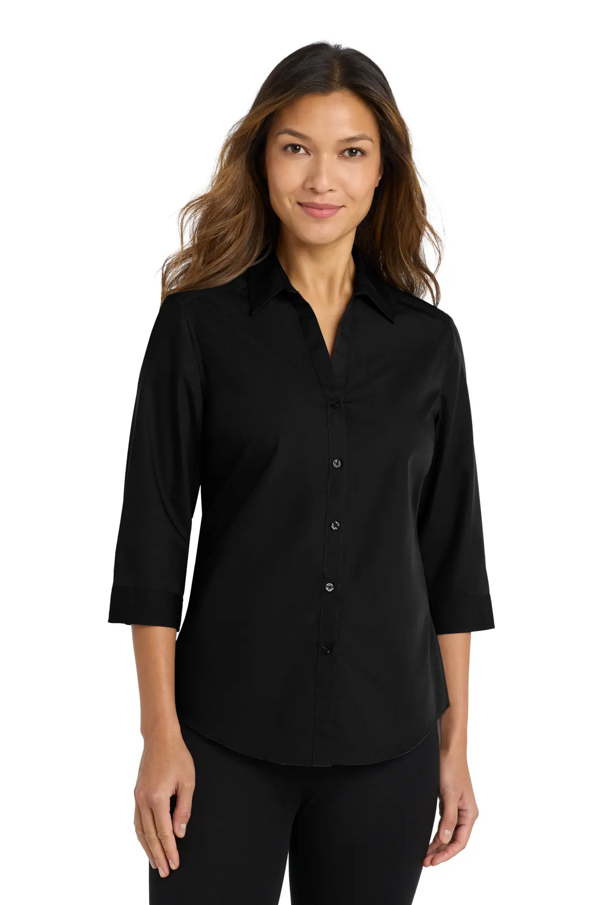 Port Authority Women's 3/4-Sleeve Carefree Poplin Shirt.