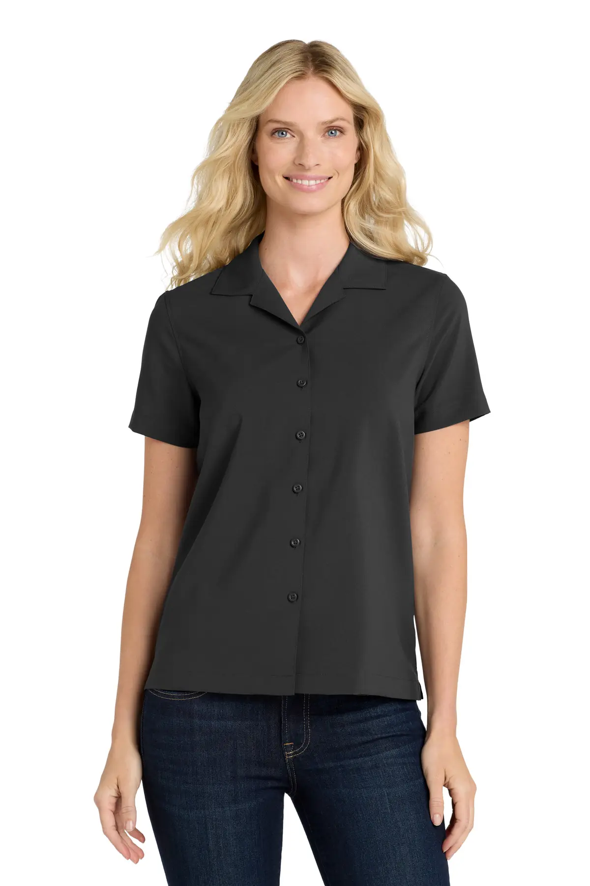 Port Authority Women's Short Sleeve Performance Staff Shirt in Black