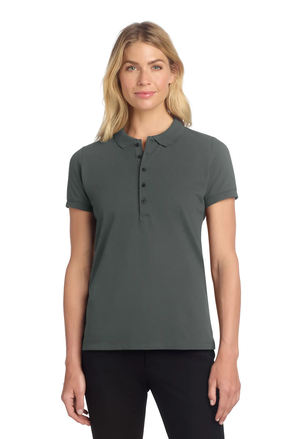 Mercer+Mettle Women's Stretch Heavyweight Pique Polo in Anchor Grey