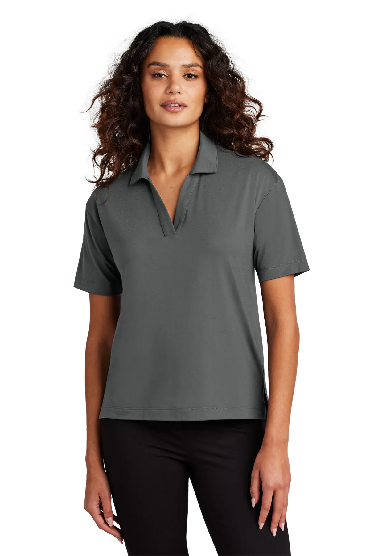Mercer+Mettle Women's Stretch Jersey Polo in Anchor Grey