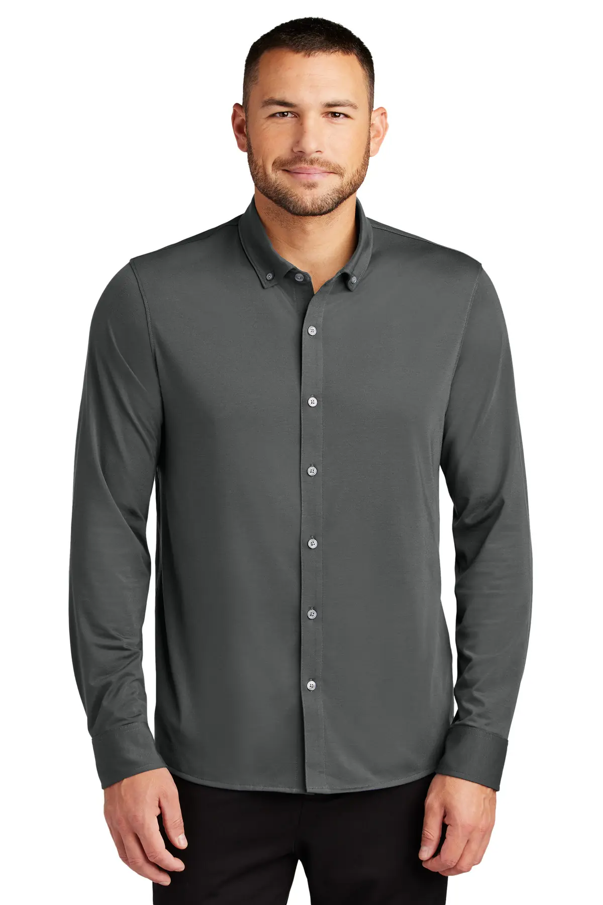Mercer+Mettle Stretch Jersey Long Sleeve Shirt in Anchor Grey