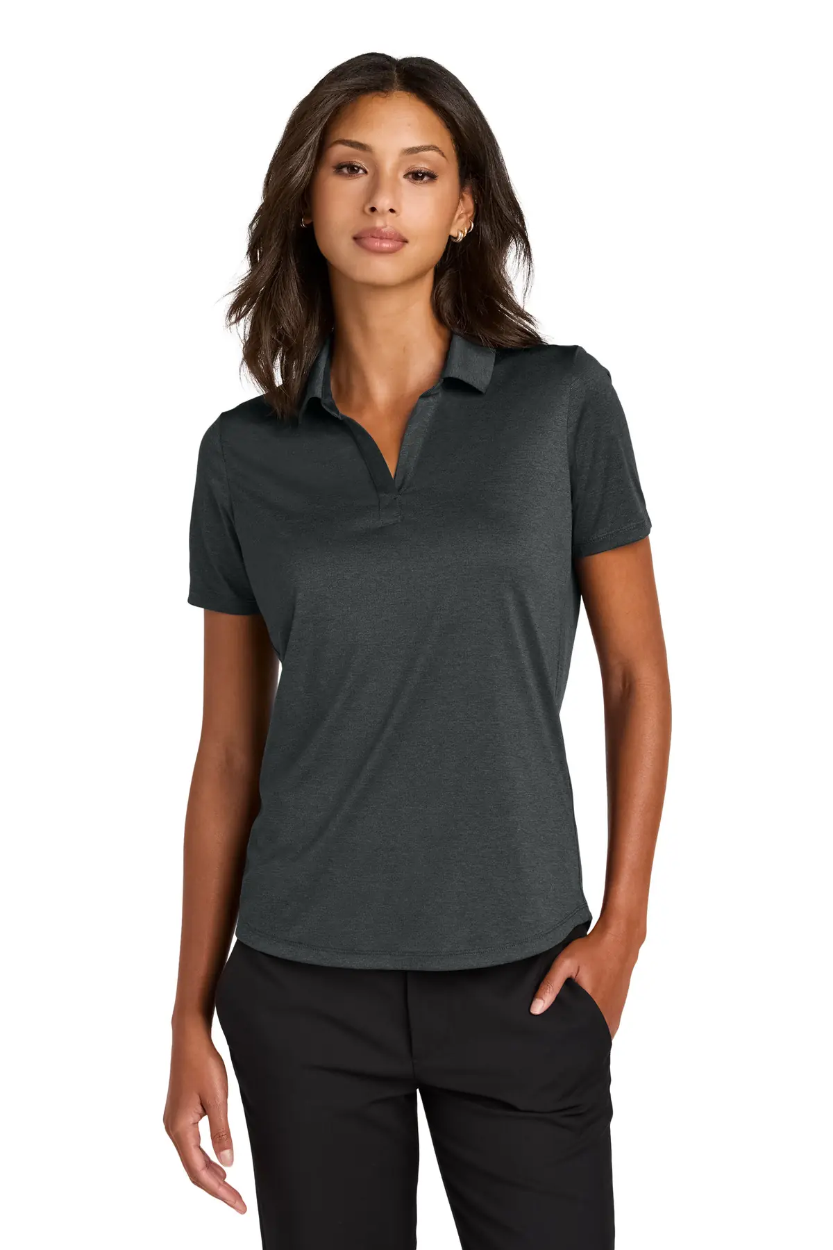 Mercer+Mettle Women's Recharge Jersey Polo in Anchor Grey Heather