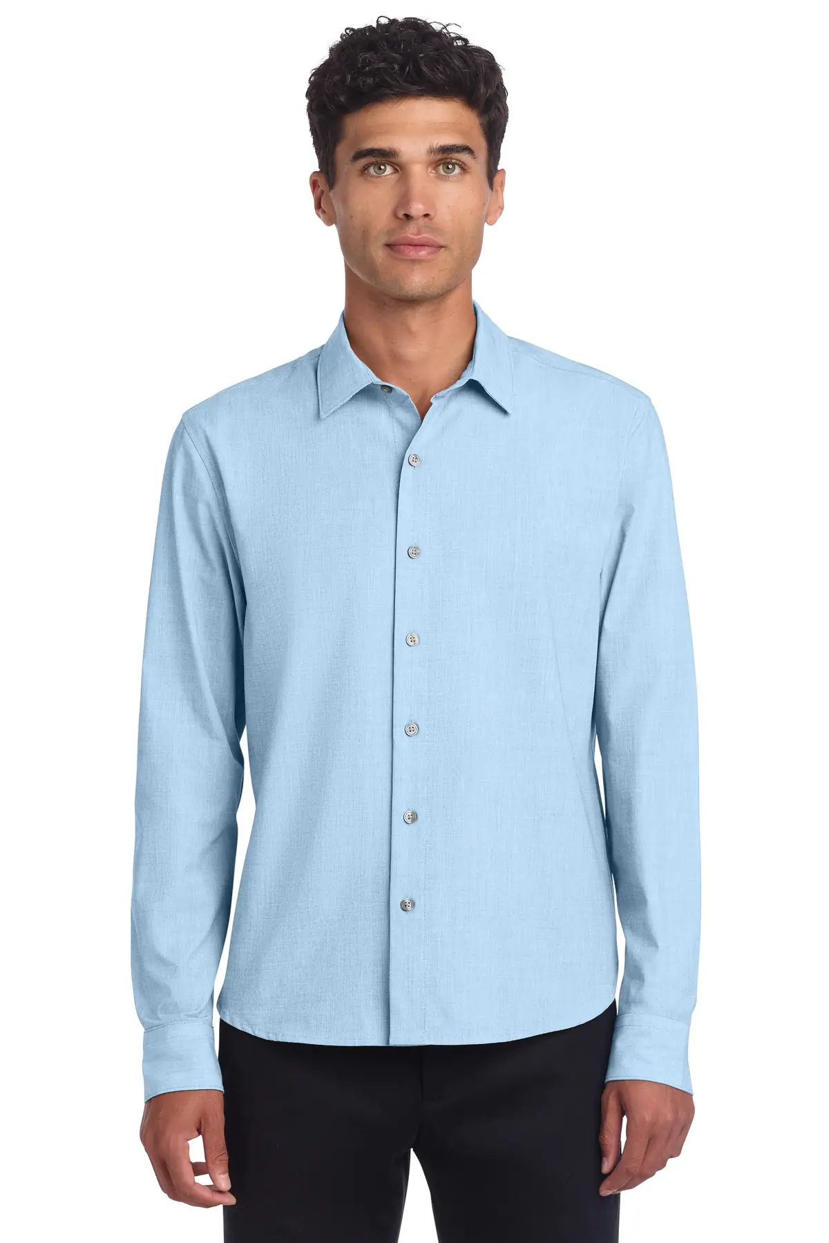 Mercer+Mettle Long Sleeve Stretch Woven Shirt in Air Blue End On End