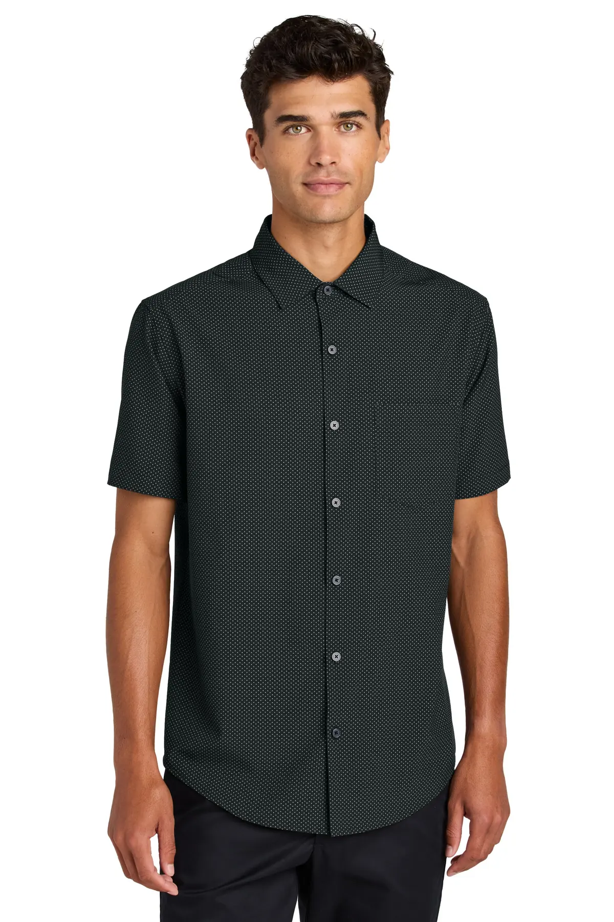 Mercer+Mettle Short Sleeve UV Capital Tech Shirt in Deep Black Triangle Print